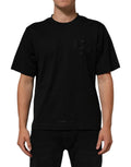 Dolce & Gabbana Black Logo Patch Cotton Men Crew Neck T-shirt by Dolce & Gabbana