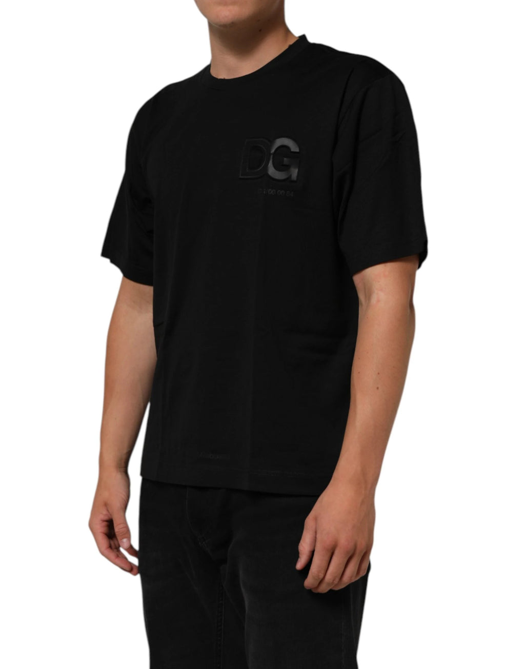 Dolce & Gabbana Black Logo Patch Cotton Men Crew Neck T-shirt by Dolce & Gabbana