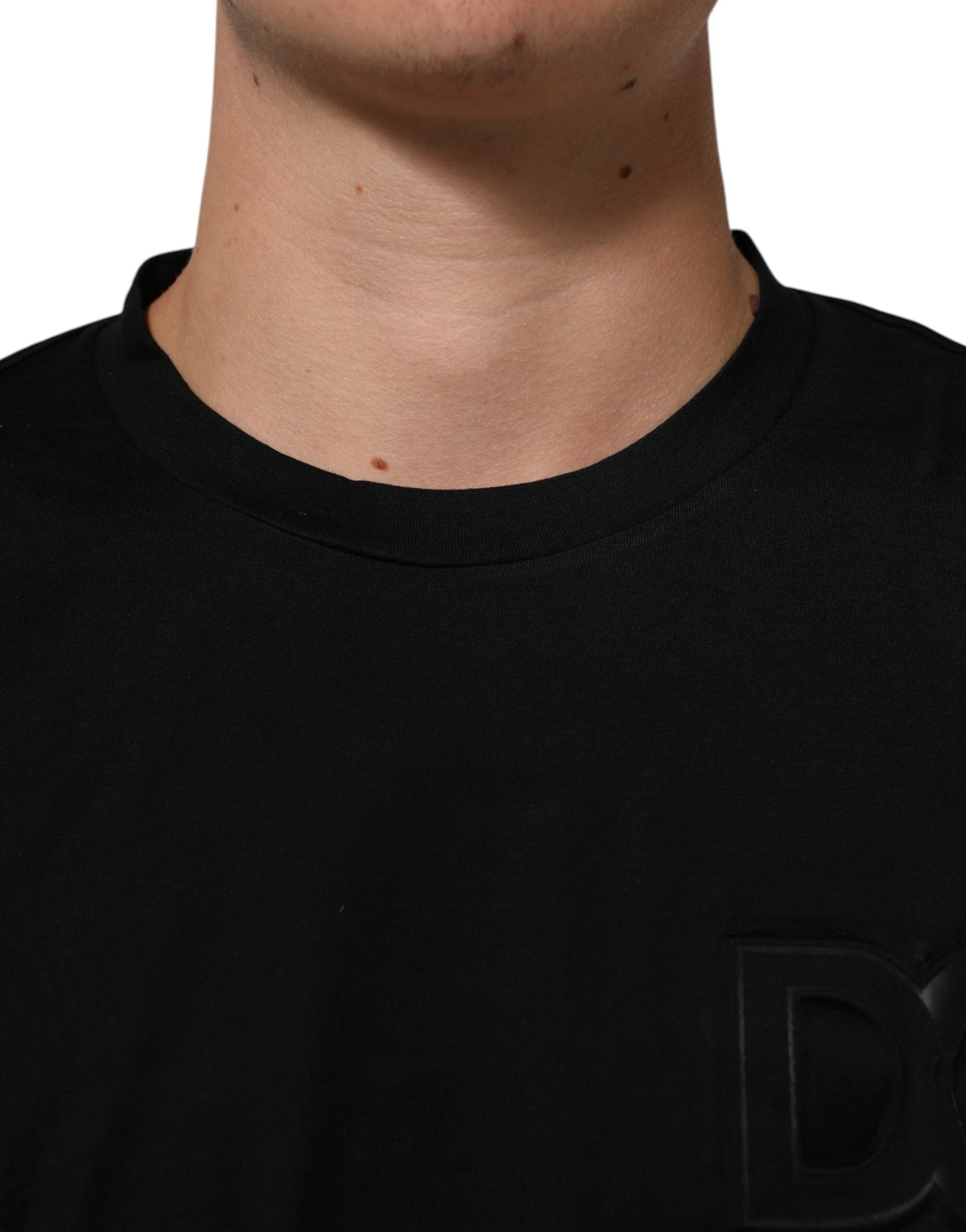 Dolce & Gabbana Black Logo Patch Cotton Men Crew Neck T-shirt by Dolce & Gabbana