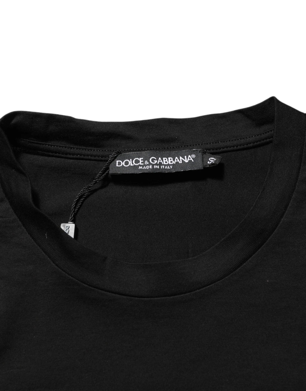 Dolce & Gabbana Black Logo Patch Cotton Men Crew Neck T-shirt by Dolce & Gabbana