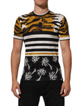 Dolce & Gabbana Multicolor Leopard Palm Leaf Men Crew Neck T-shirt by Dolce & Gabbana