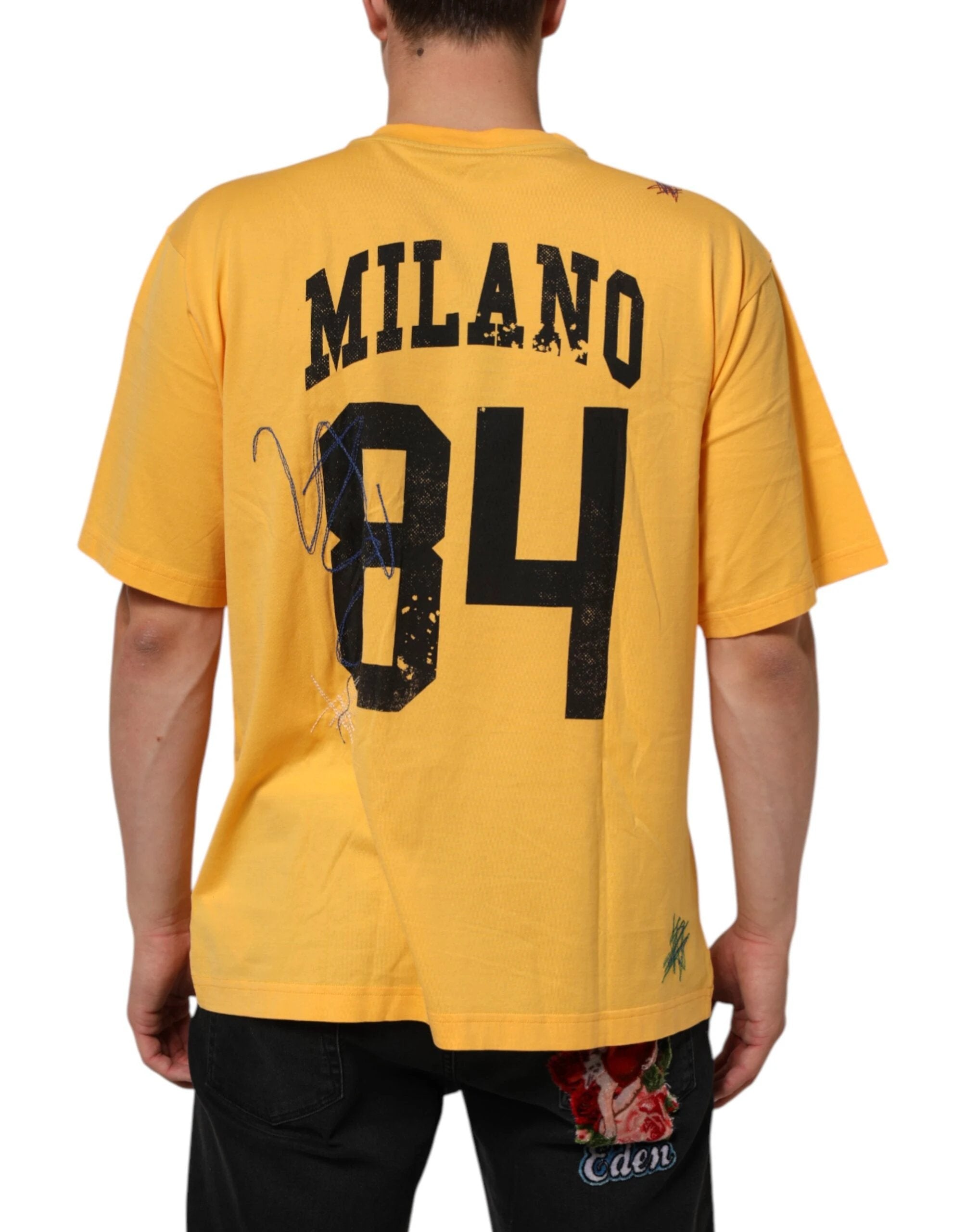 Dolce & Gabbana Yellow Secret Graden Floral Cotton CrewNeck T-shirt by Dolce & Gabbana