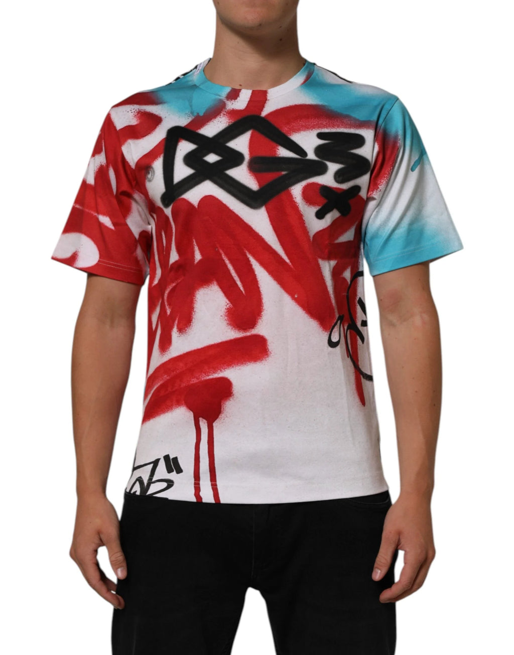 Dolce & Gabbana White Graffiti Crew Neck Short Sleeves T-shirt by Dolce & Gabbana