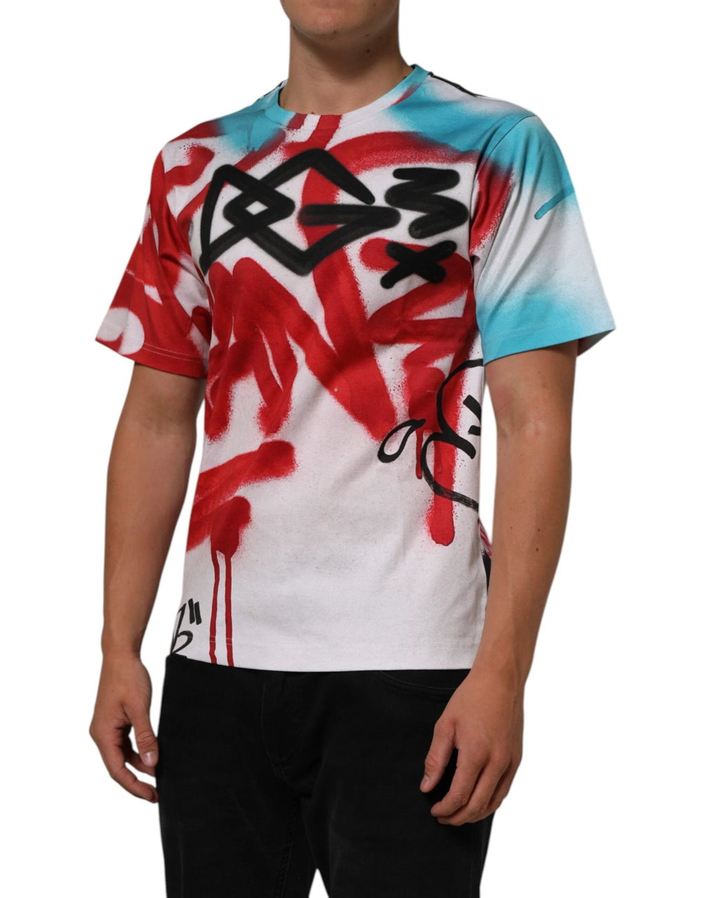 Dolce & Gabbana White Graffiti Crew Neck Short Sleeves T-shirt by Dolce & Gabbana