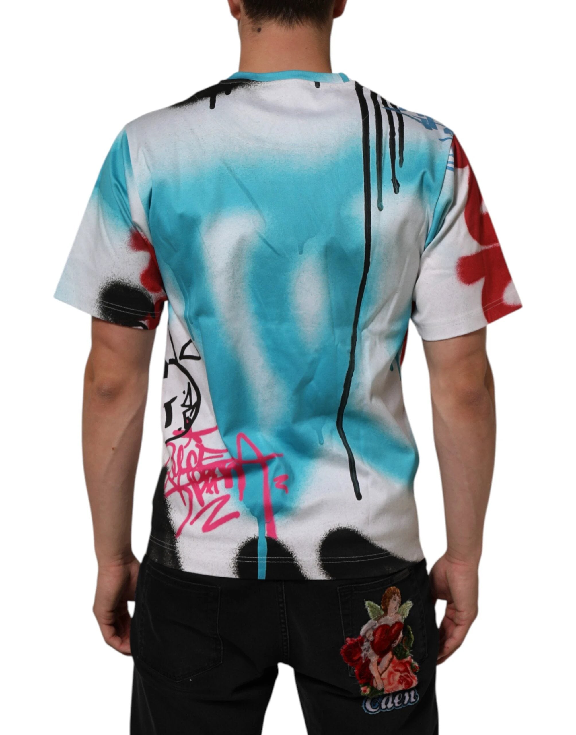 Dolce & Gabbana White Graffiti Crew Neck Short Sleeves T-shirt by Dolce & Gabbana