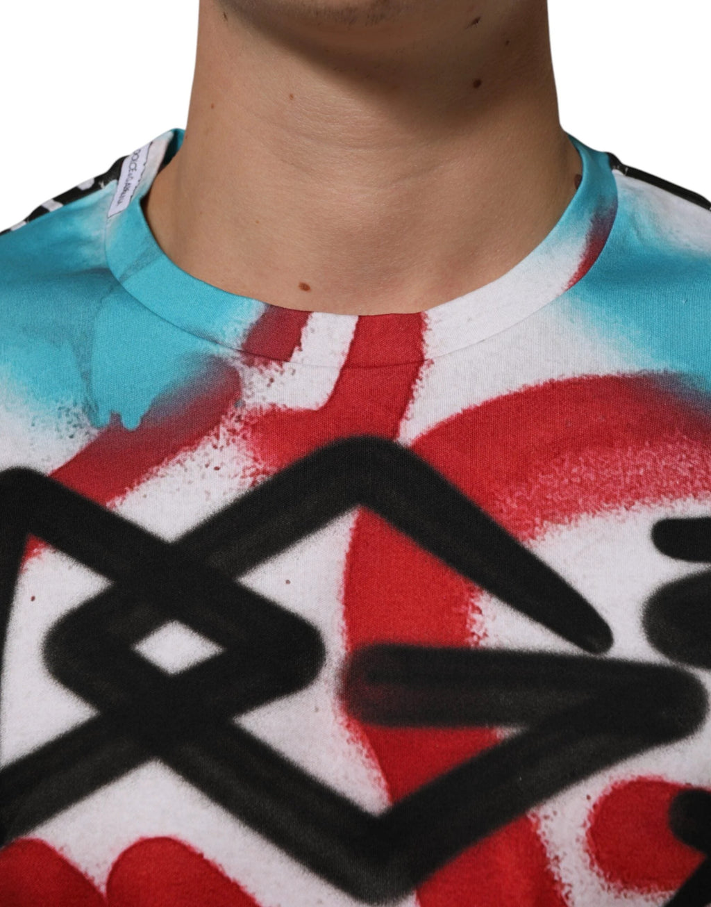 Dolce & Gabbana White Graffiti Crew Neck Short Sleeves T-shirt by Dolce & Gabbana