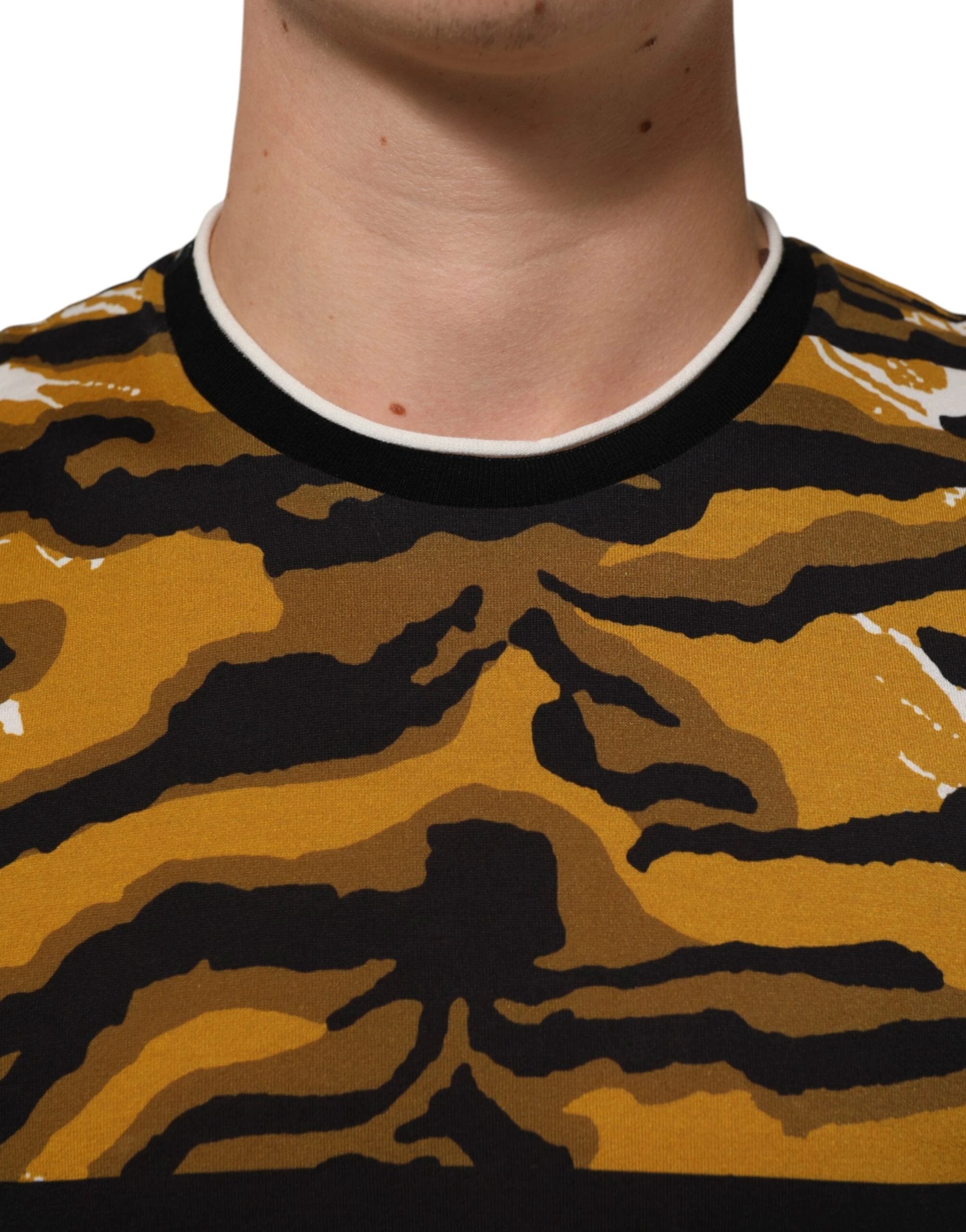 Dolce & Gabbana Multicolor Leopard Palm Leaf Men Crew Neck T-shirt by Dolce & Gabbana