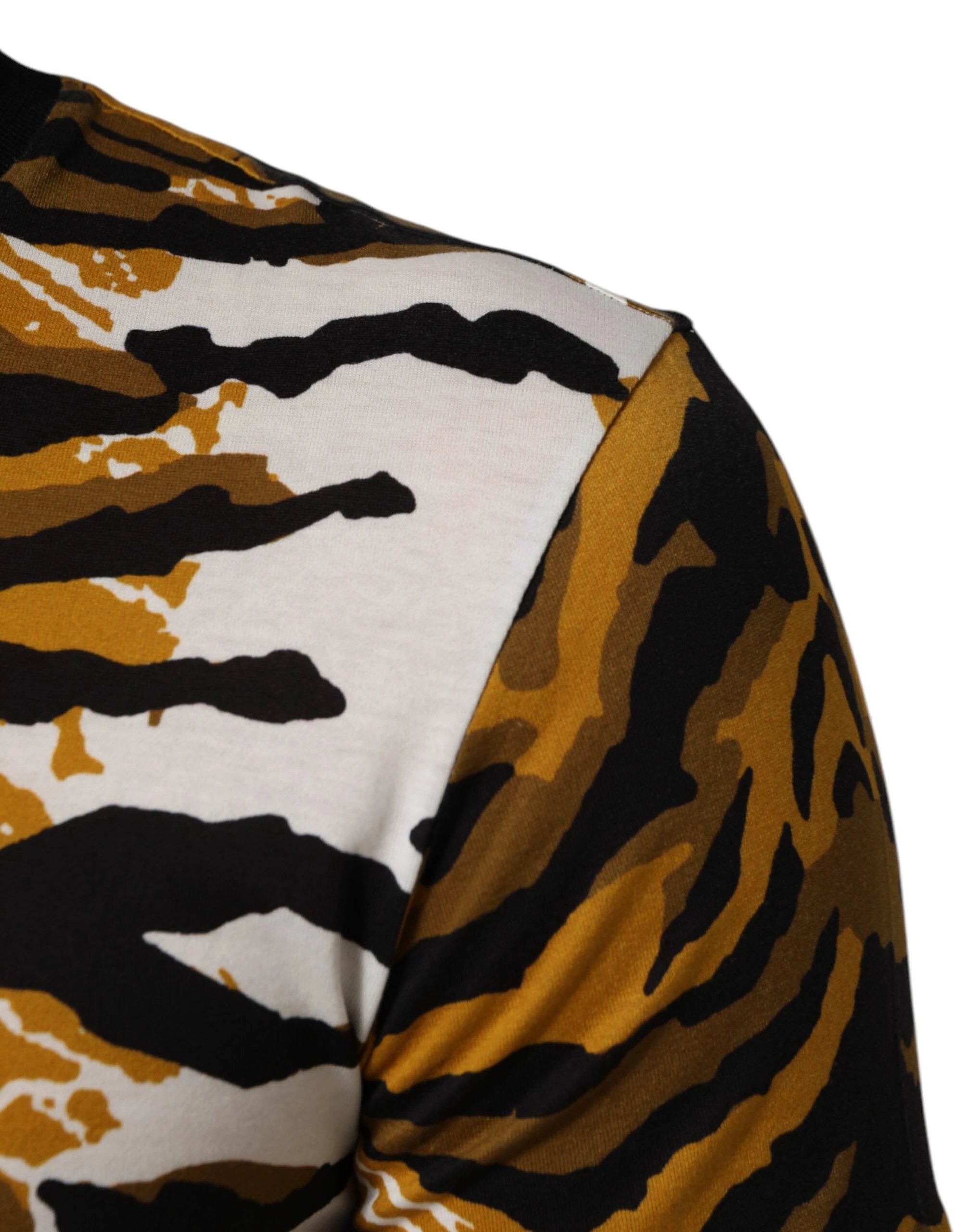 Dolce & Gabbana Multicolor Leopard Palm Leaf Men Crew Neck T-shirt by Dolce & Gabbana