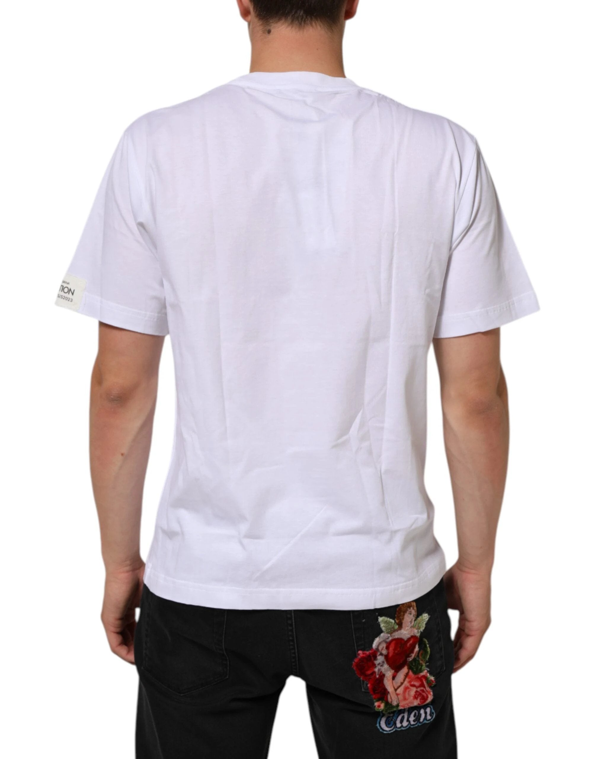 Dolce & Gabbana White Graphic Print Cotton Crew Neck T-shirt by Dolce & Gabbana