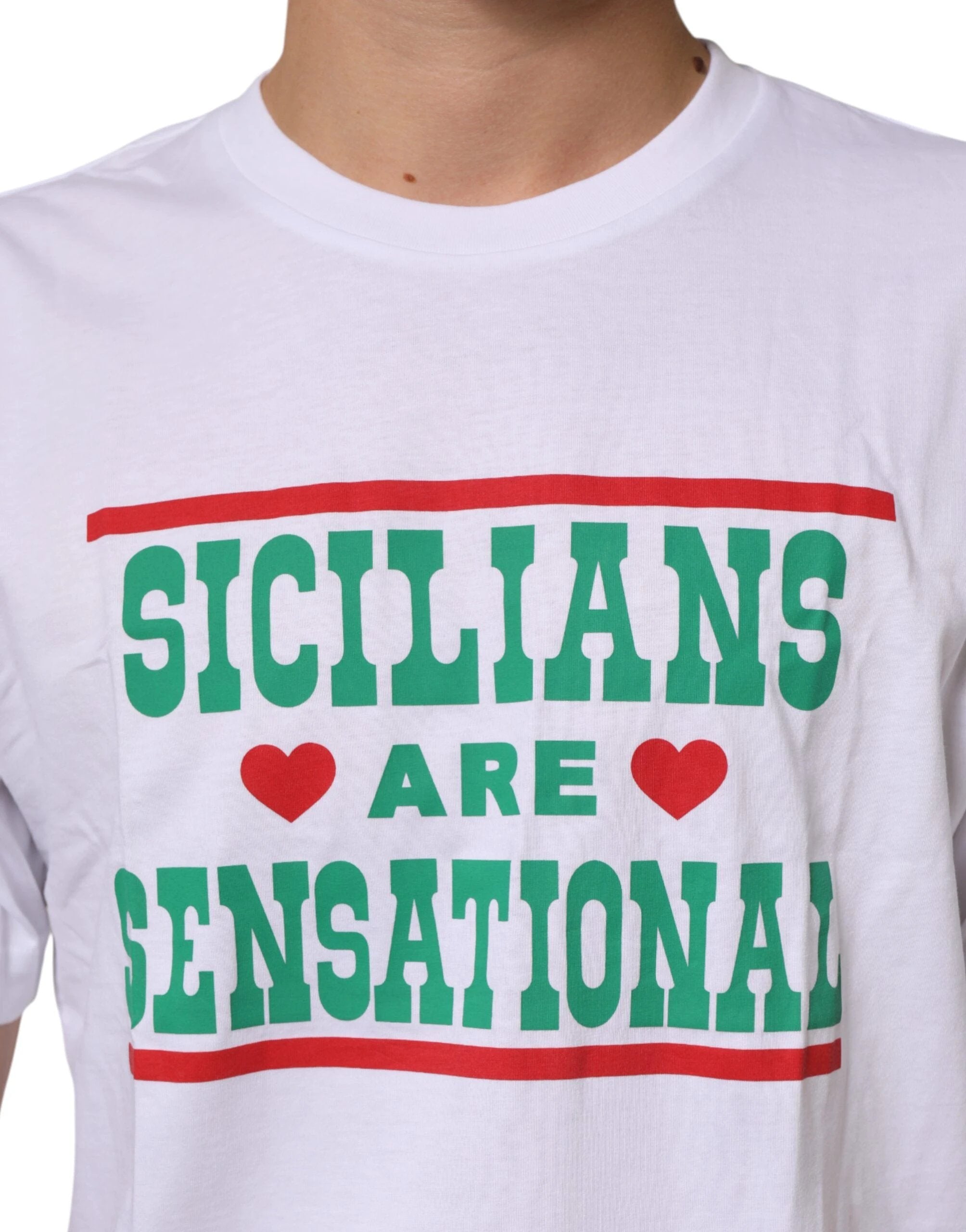 Dolce & Gabbana White Graphic Print Cotton Crew Neck T-shirt by Dolce & Gabbana