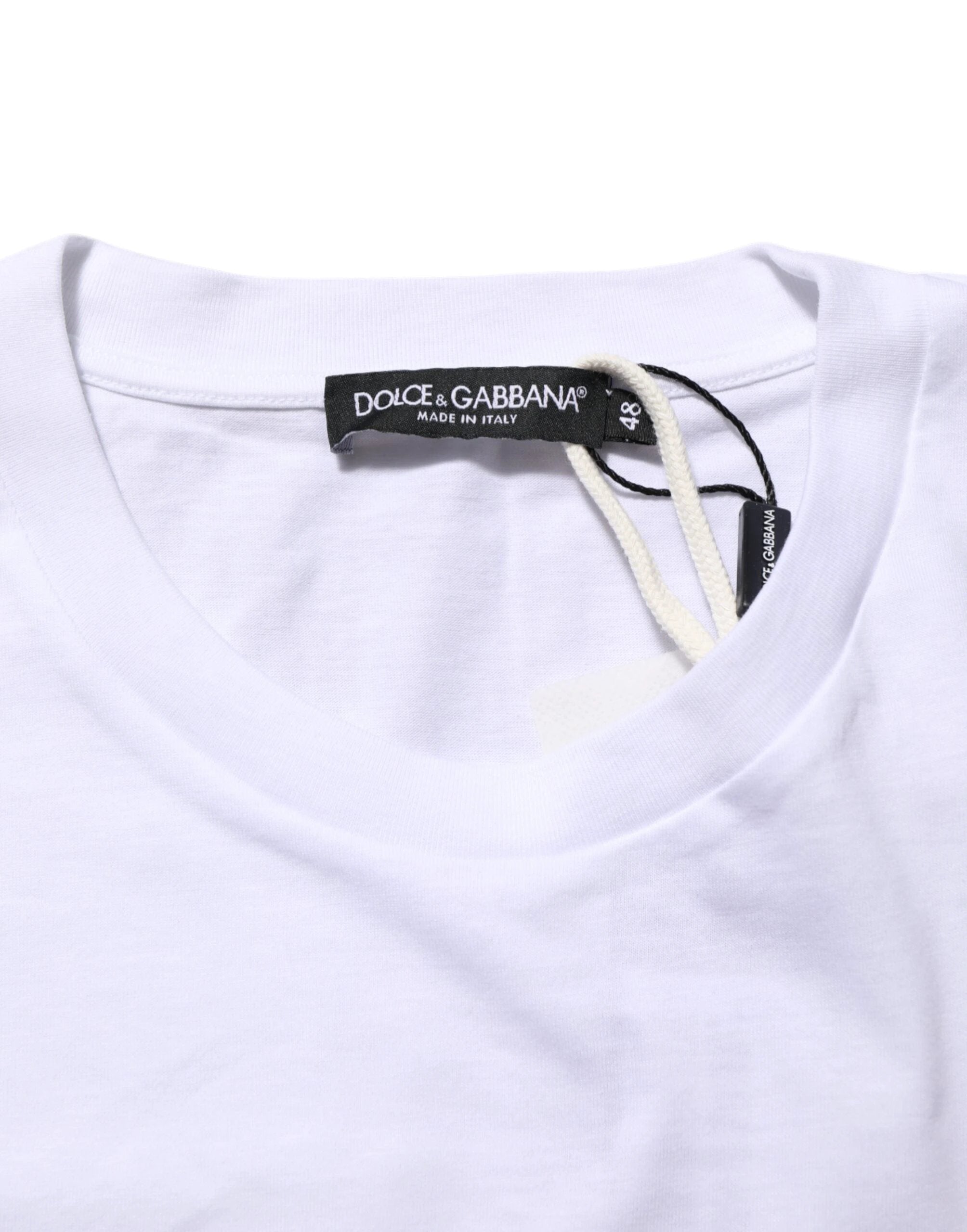 Dolce & Gabbana White Graphic Print Cotton Crew Neck T-shirt by Dolce & Gabbana