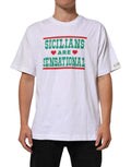Dolce & Gabbana White Graphic Print Cotton Crew Neck T-shirt by Dolce & Gabbana