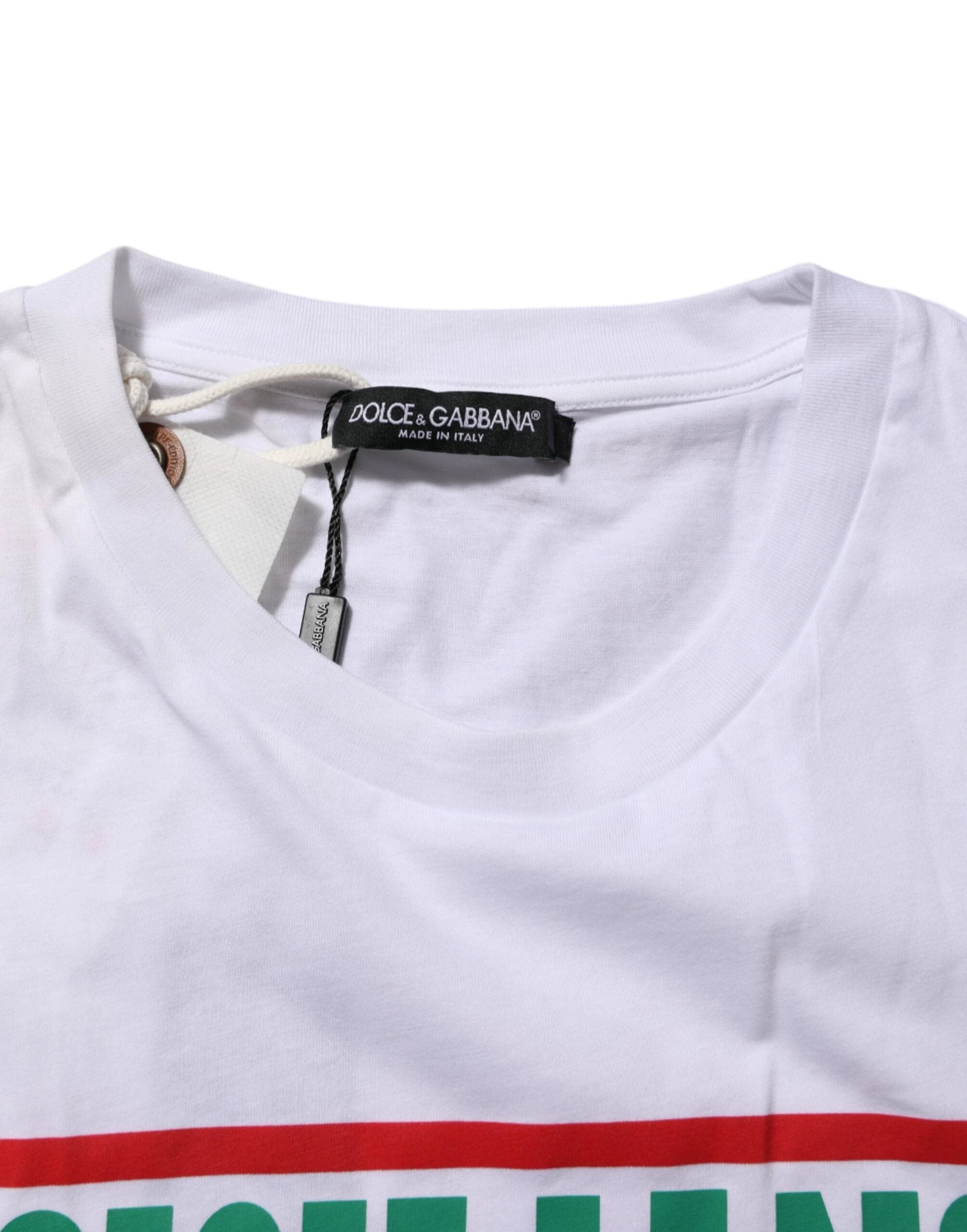 Dolce & Gabbana White Graphic Print Cotton Crew Neck T-shirt by Dolce & Gabbana