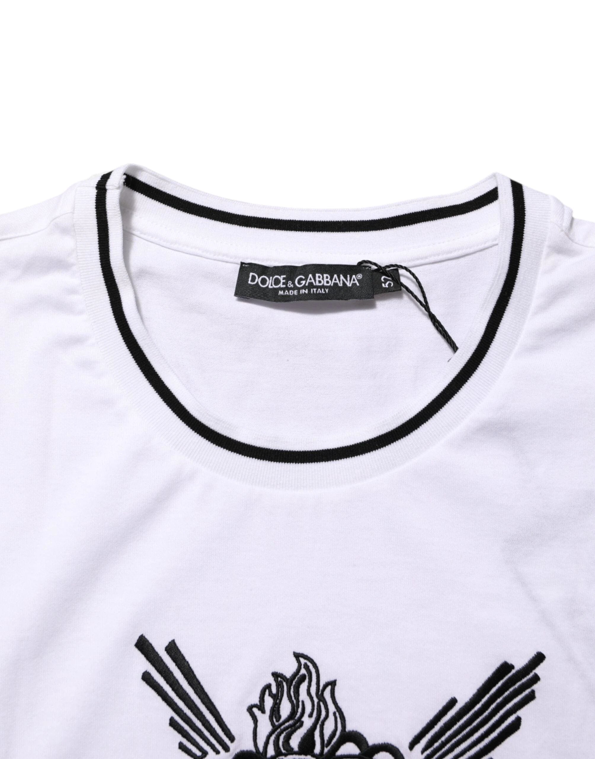 Dolce & Gabbana White Sacred Heart Short Sleeve Men T-shirt by Dolce & Gabbana