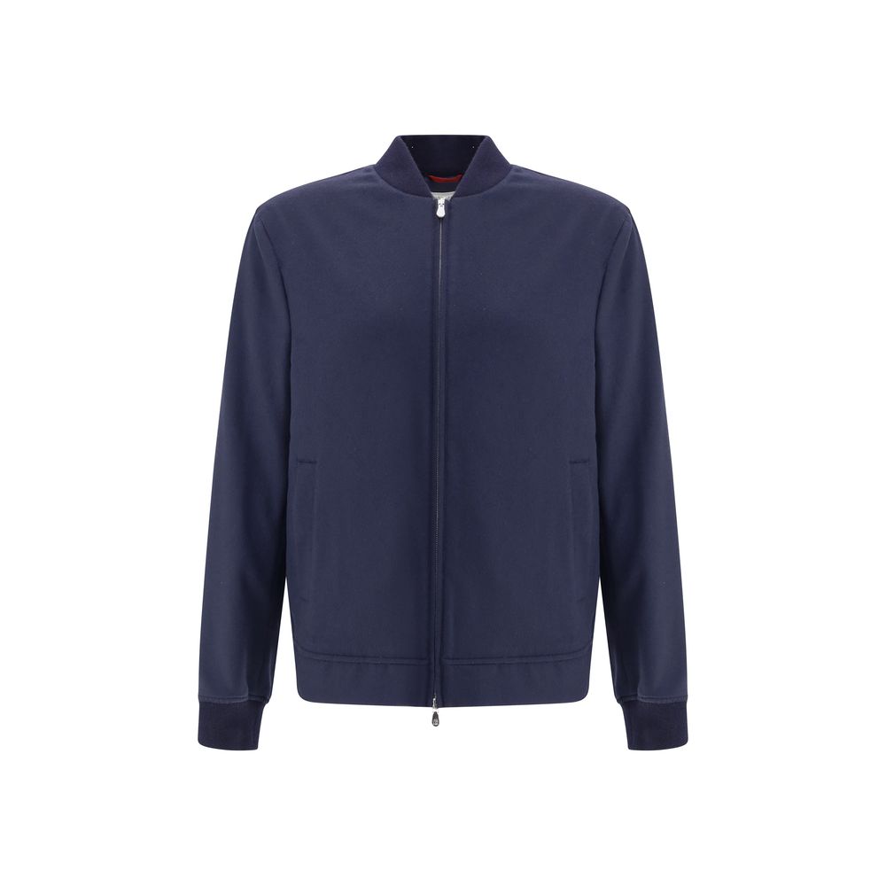 Brunello Cucinelli Bomber en cachemire bleu