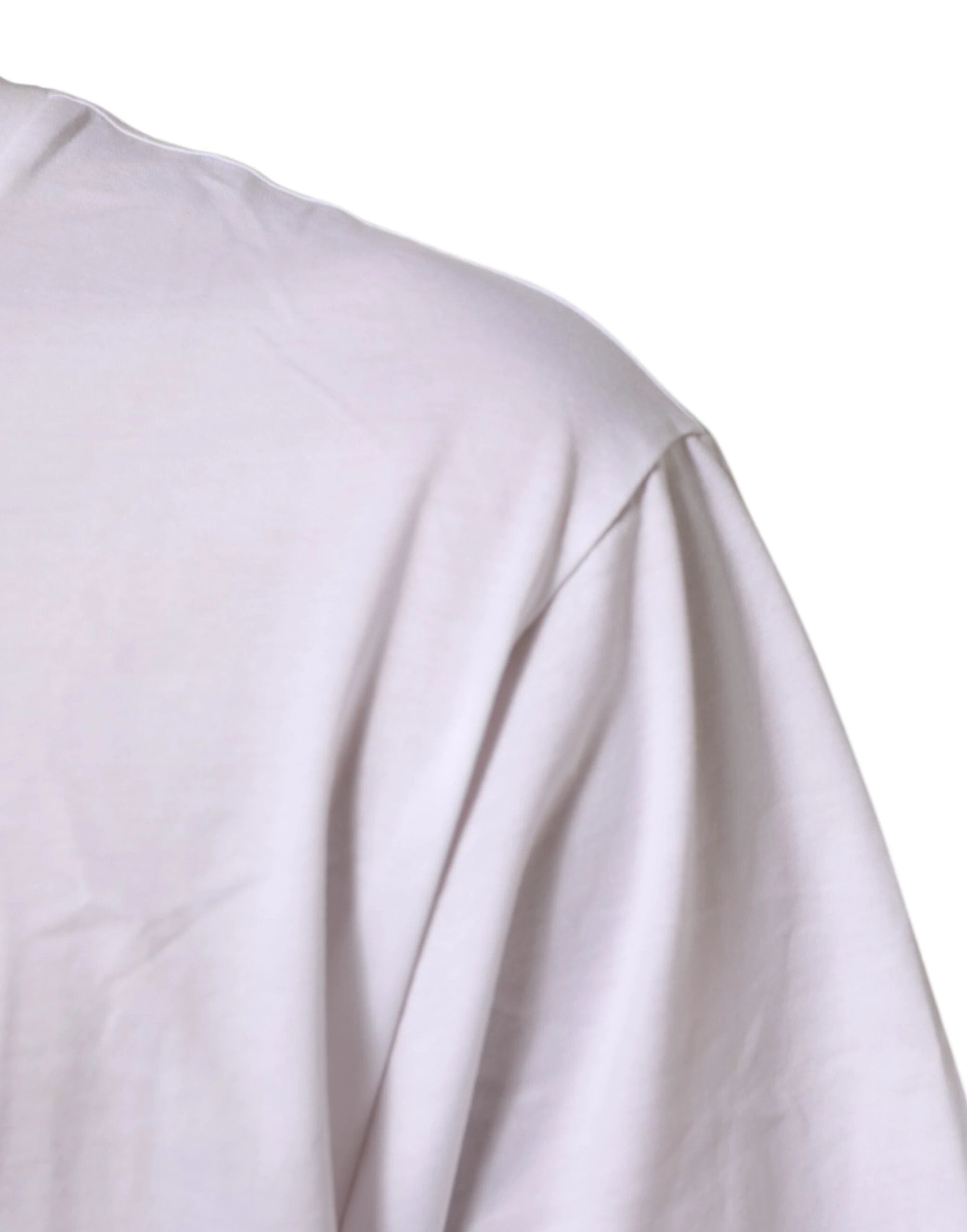 Dolce & Gabbana White Logo Print Cotton Crew Neck Men T-shirt by Dolce & Gabbana