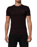 Dolce & Gabbana Brown Logo Plaque Cotton Crew Neck T-shirt by Dolce & Gabbana