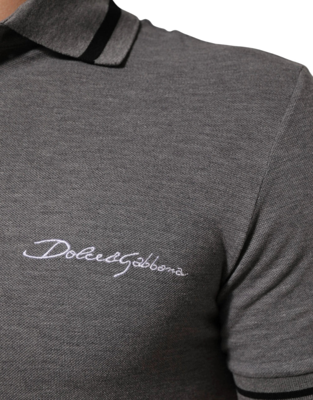 Dolce & Gabbana Gray Logo Embroidery Collared Polo T-shirt by Dolce & Gabbana