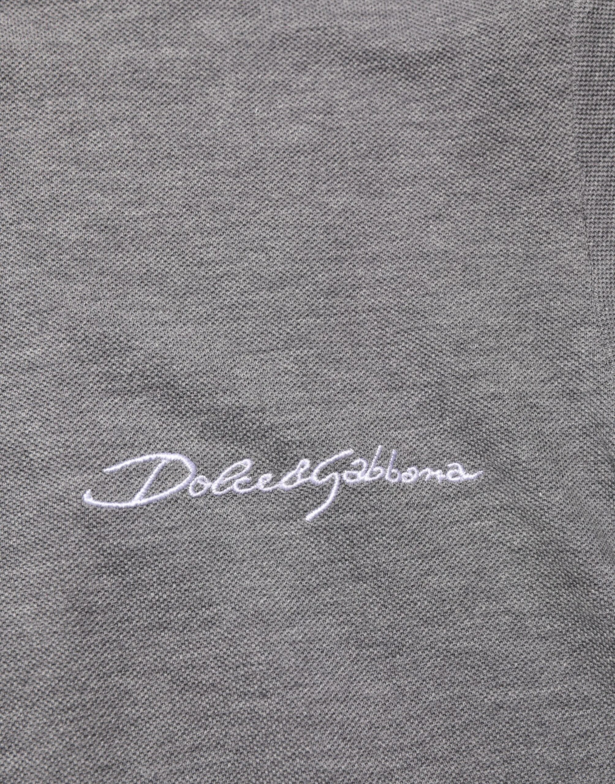Dolce & Gabbana Gray Logo Embroidery Collared Polo T-shirt by Dolce & Gabbana