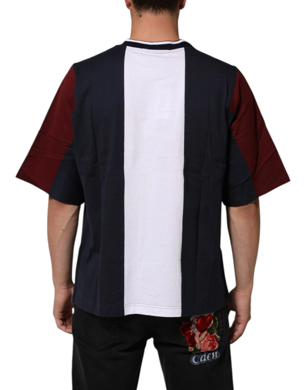 Dolce & Gabbana Multicolor Striped Cotton Men Crew Neck T-shirt by Dolce & Gabbana
