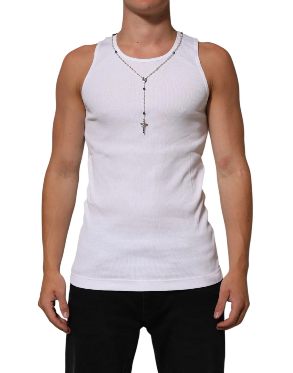 Dolce & Gabbana White Cotton Chain Necklace Tank Top T-shirt by Dolce & Gabbana