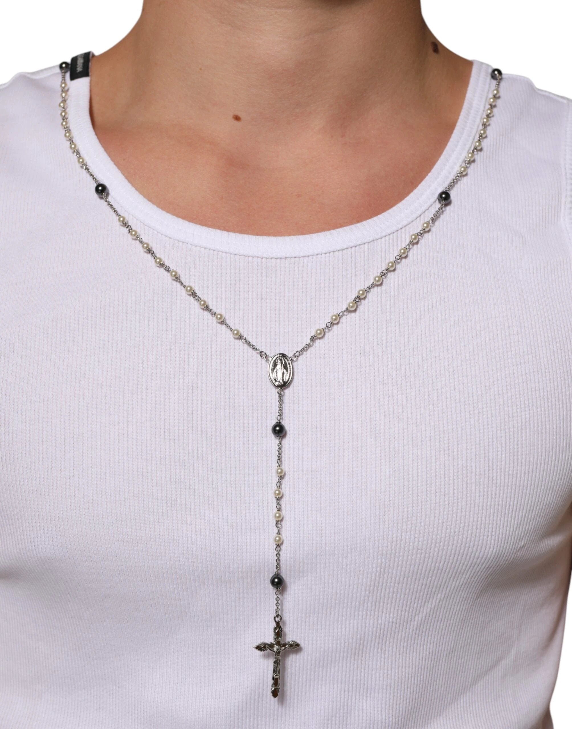 Dolce & Gabbana White Cotton Chain Necklace Tank Top T-shirt by Dolce & Gabbana