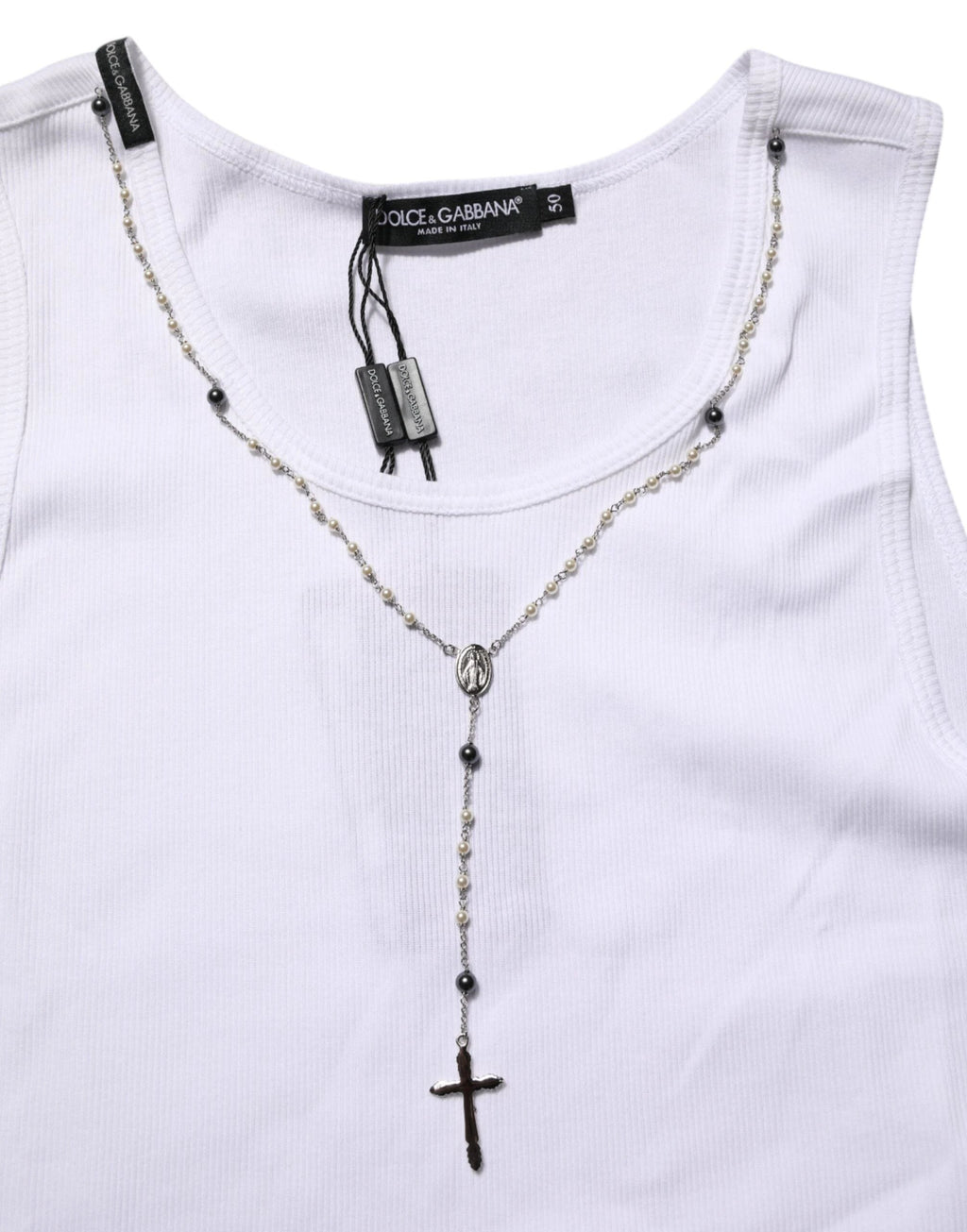 Dolce & Gabbana White Cotton Chain Necklace Tank Top T-shirt by Dolce & Gabbana