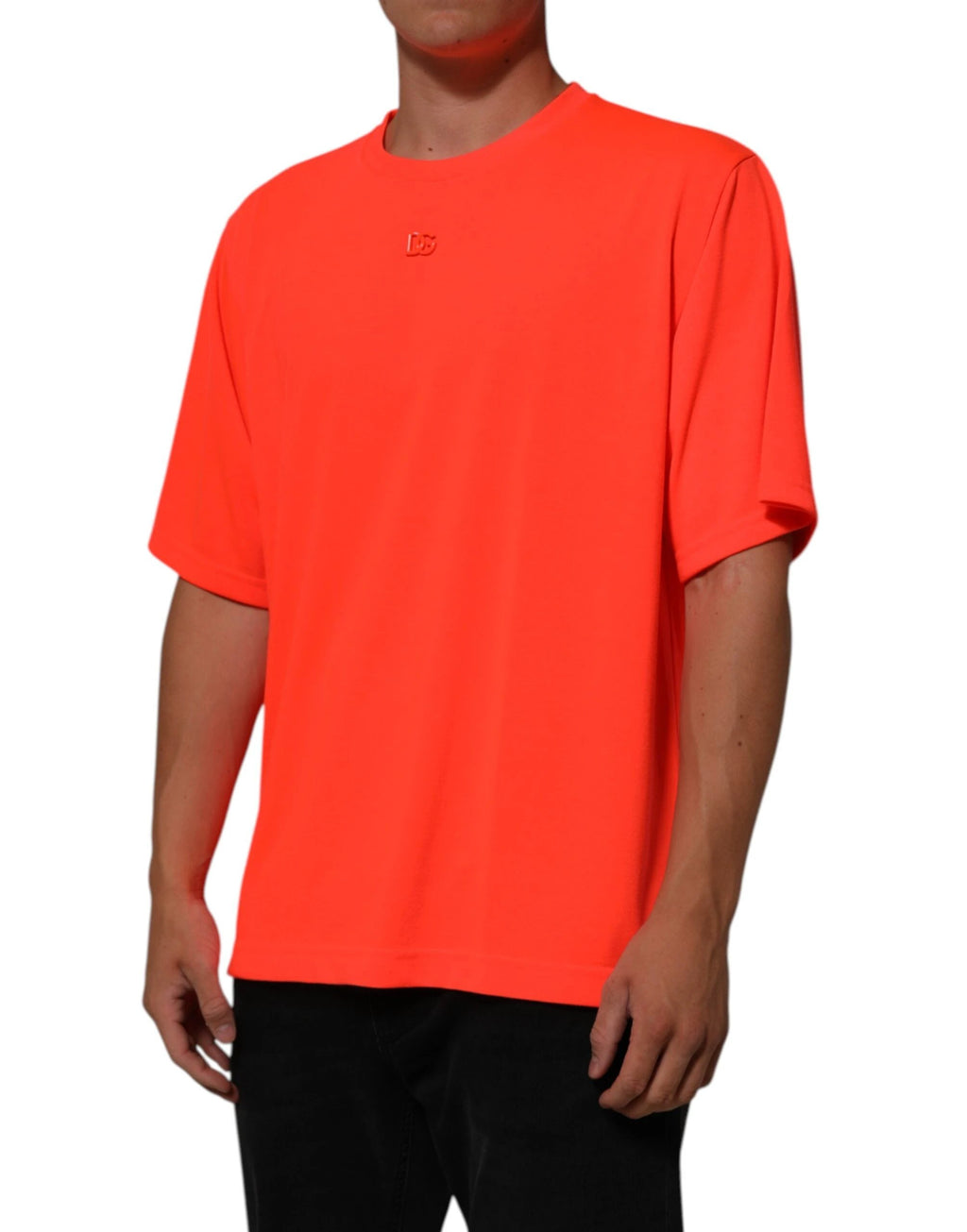 Dolce & Gabbana Neon Orange Polyester Men Crew Neck T-shirt by Dolce & Gabbana