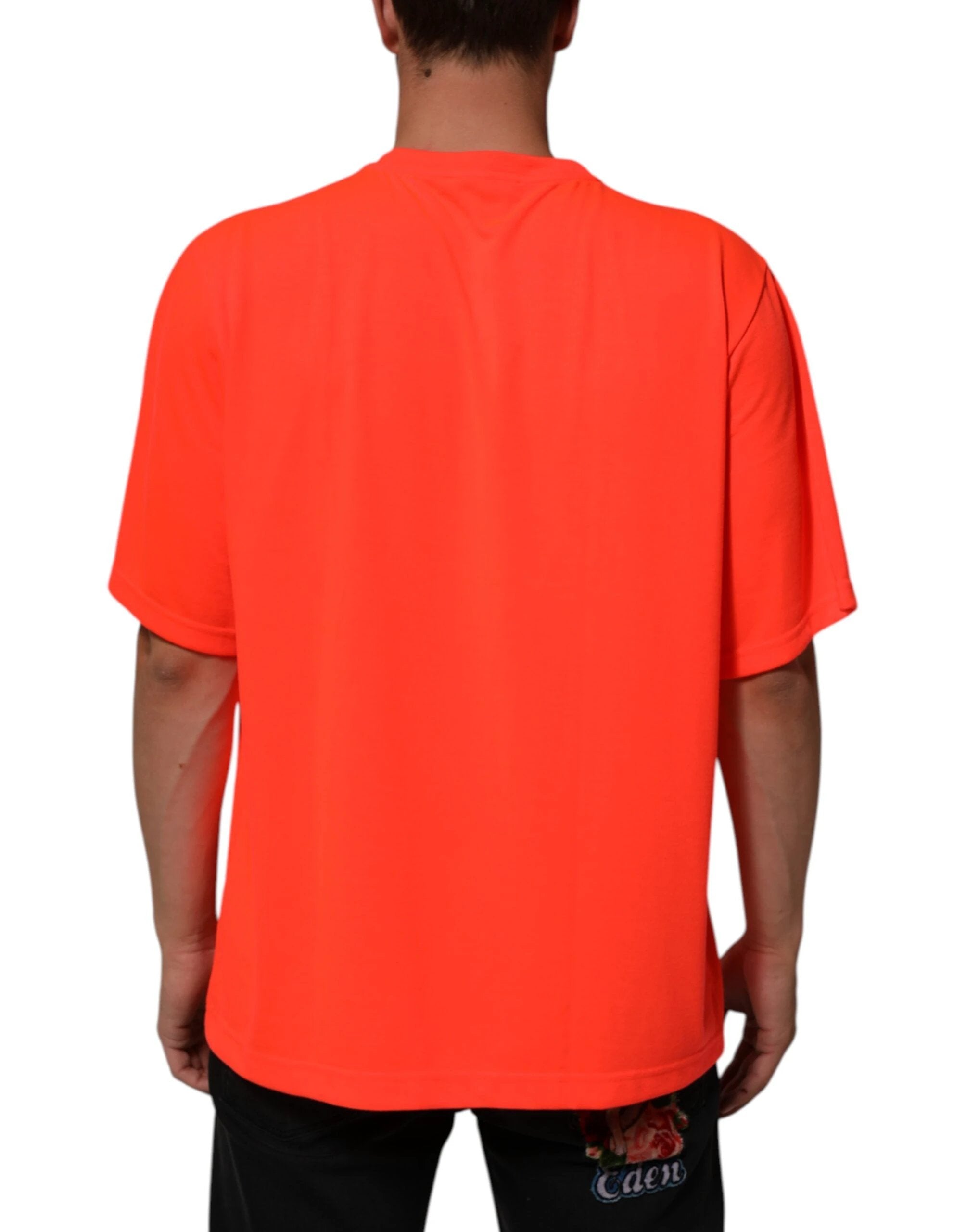 Dolce & Gabbana Neon Orange Polyester Men Crew Neck T-shirt by Dolce & Gabbana