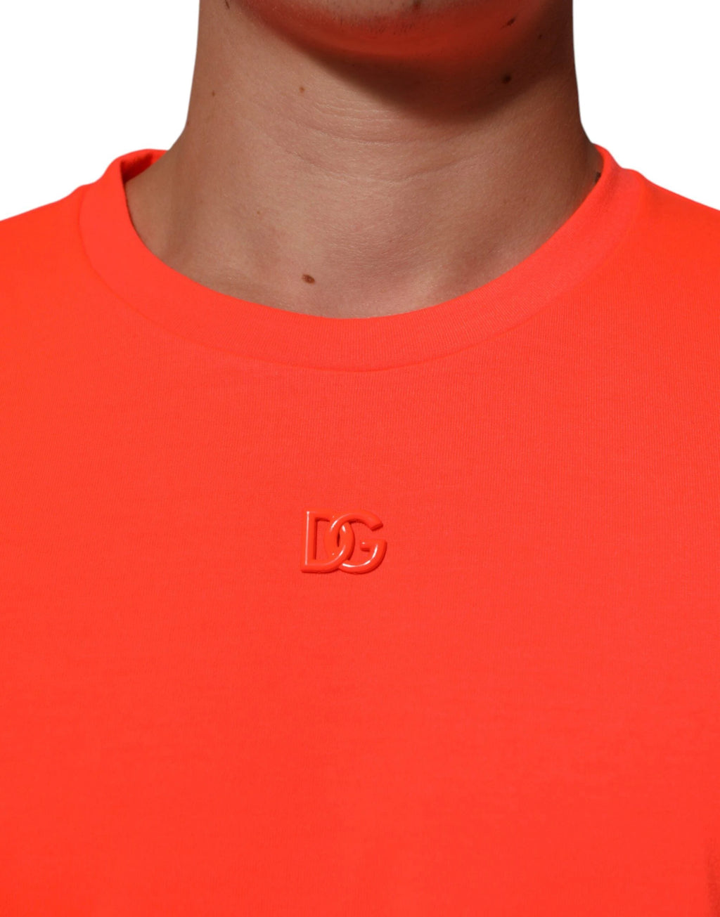 Dolce & Gabbana Neon Orange Polyester Men Crew Neck T-shirt by Dolce & Gabbana