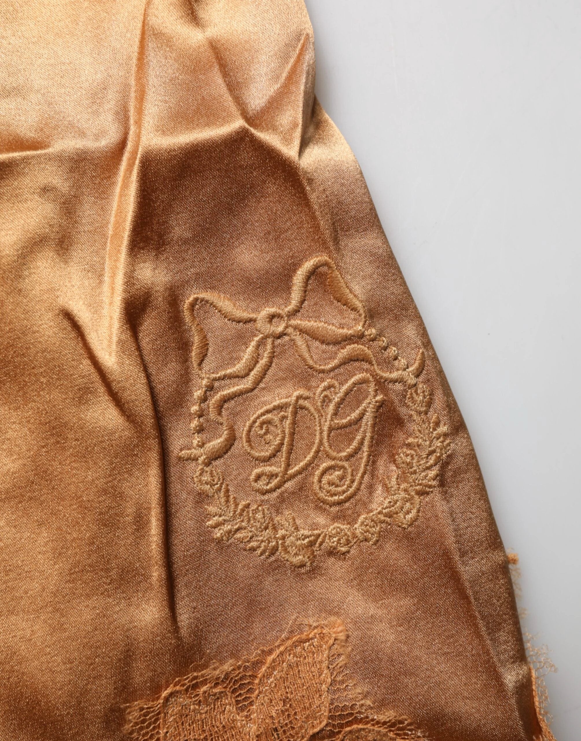 Dolce & Gabbana Brown Floral Lace Silk Satin Tank Lingerie Underwear by Dolce & Gabbana