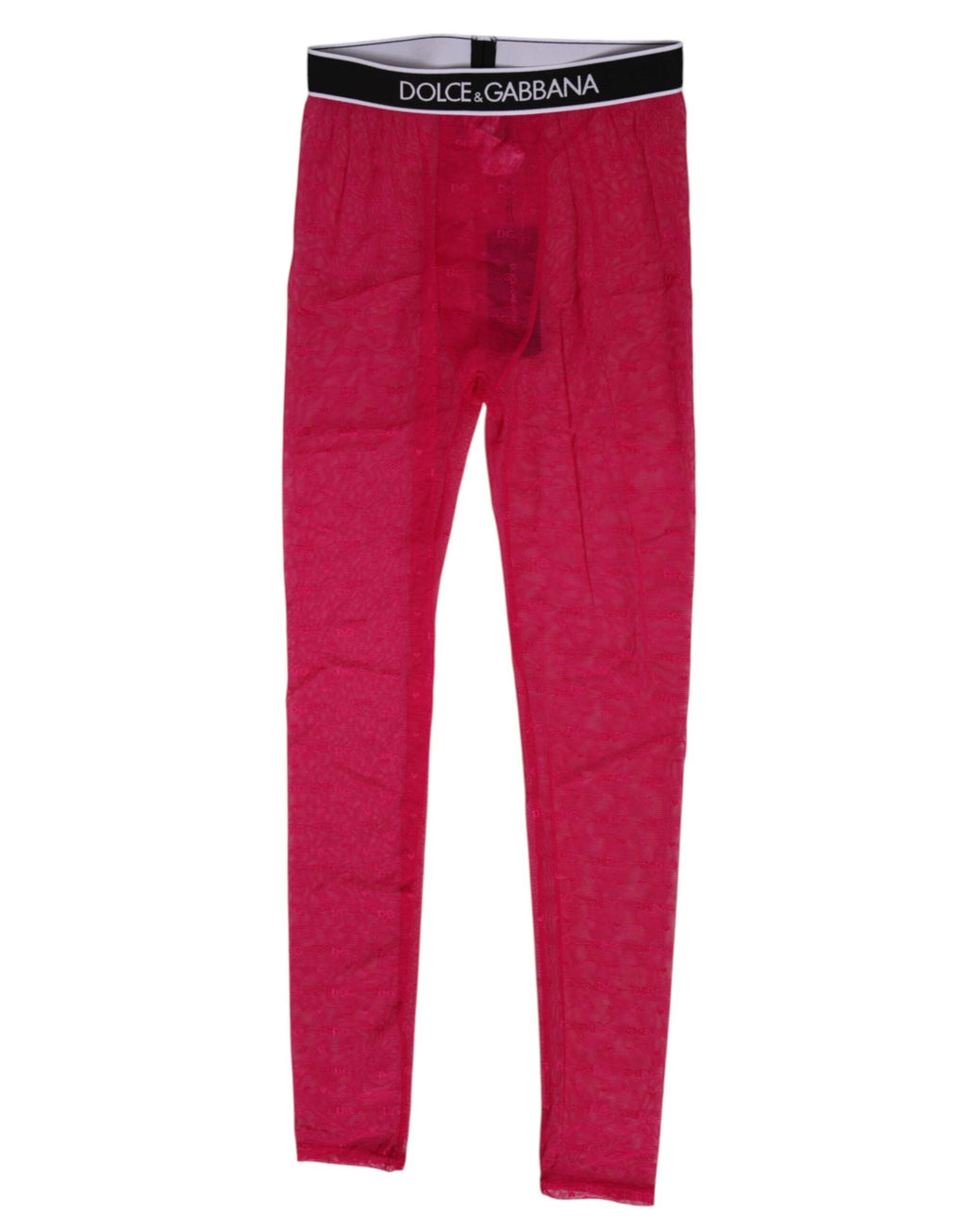Dolce & Gabbana Fuchsia Nylon Logo Lace Leggings Pants Underwear by Dolce & Gabbana