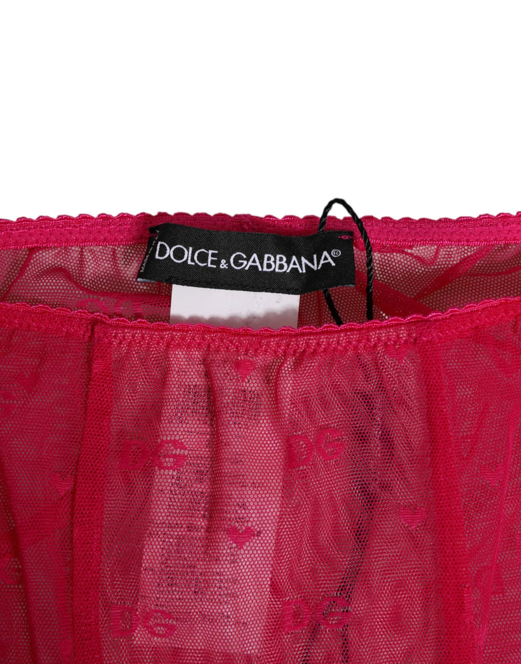 Dolce & Gabbana Fuchsia Logo Lace Tight Midi Trousers Underwear by Dolce & Gabbana