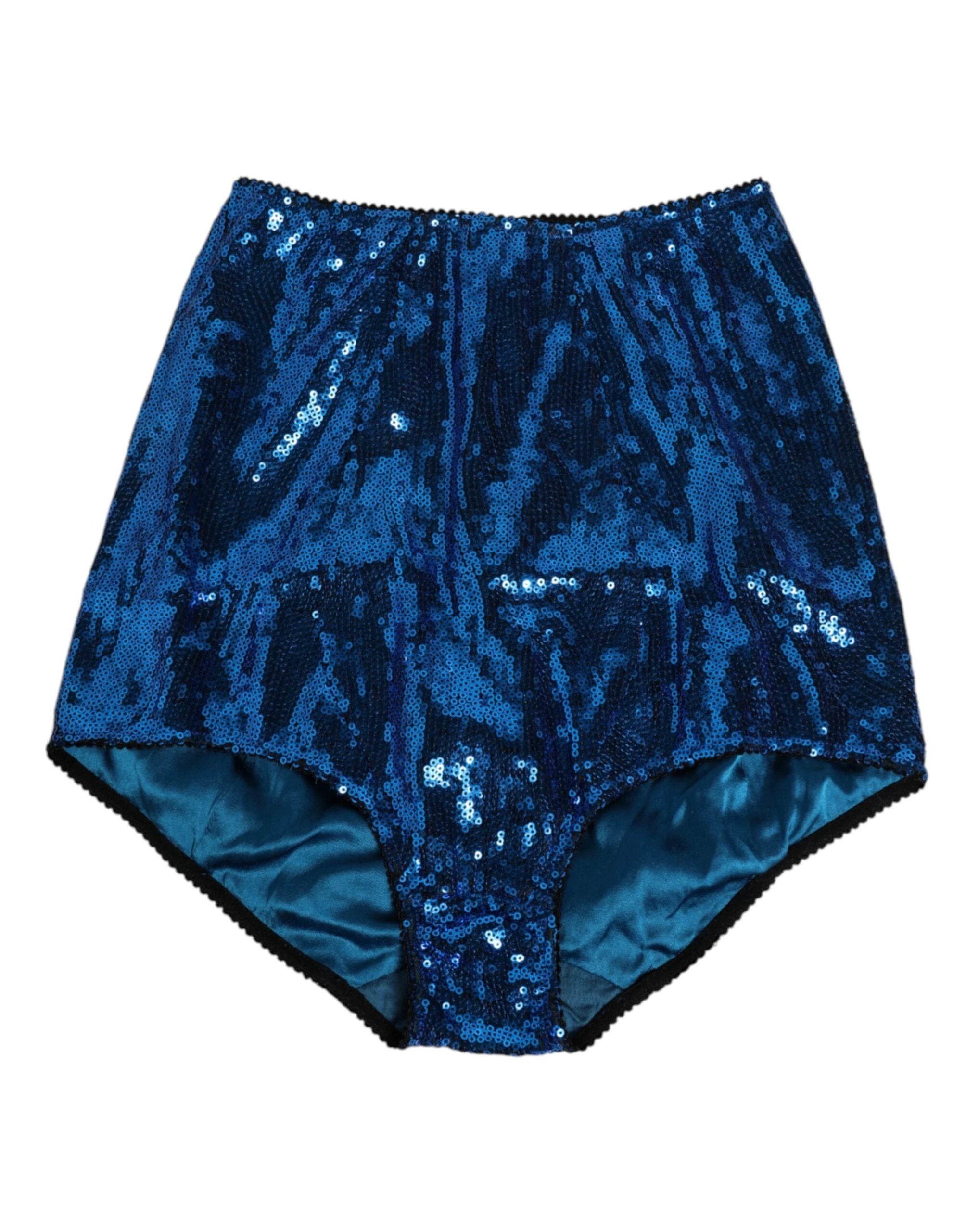 Dolce & Gabbana Blue Sequin Embellished High Waist Girdle Underwear by Dolce & Gabbana