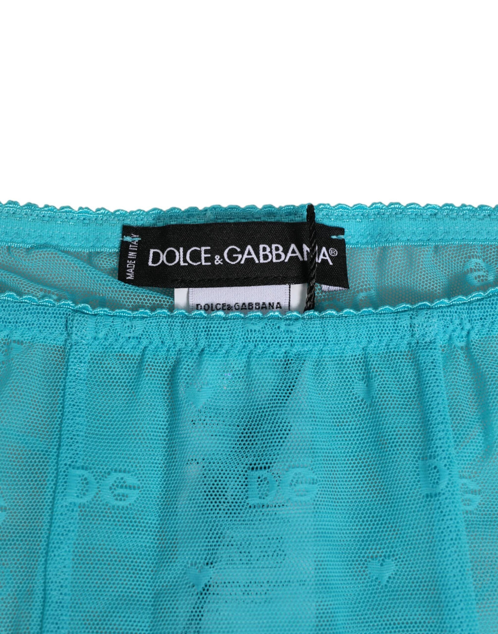 Dolce & Gabbana Light Blue Logo Lace Tight Midi Trouser Underwear by Dolce & Gabbana