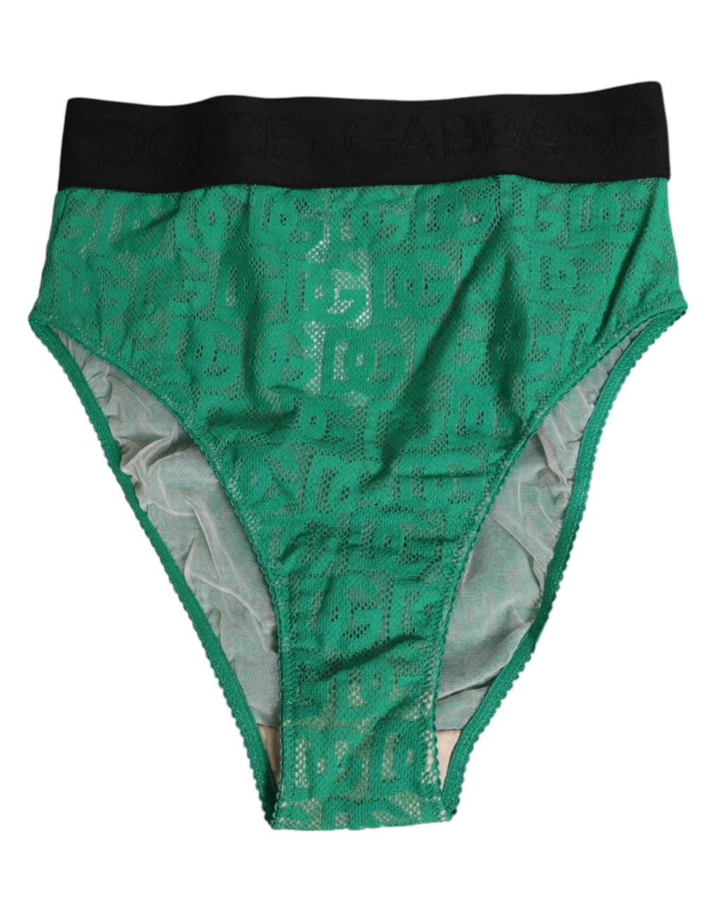 Dolce & Gabbana Green DG Logo Lace High Brief Panty Underwear by Dolce & Gabbana