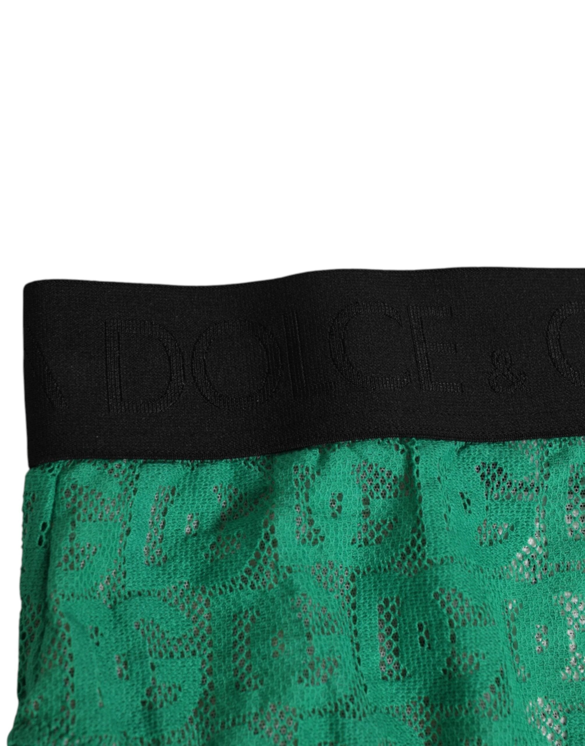 Dolce & Gabbana Green DG Logo Lace High Brief Panty Underwear by Dolce & Gabbana