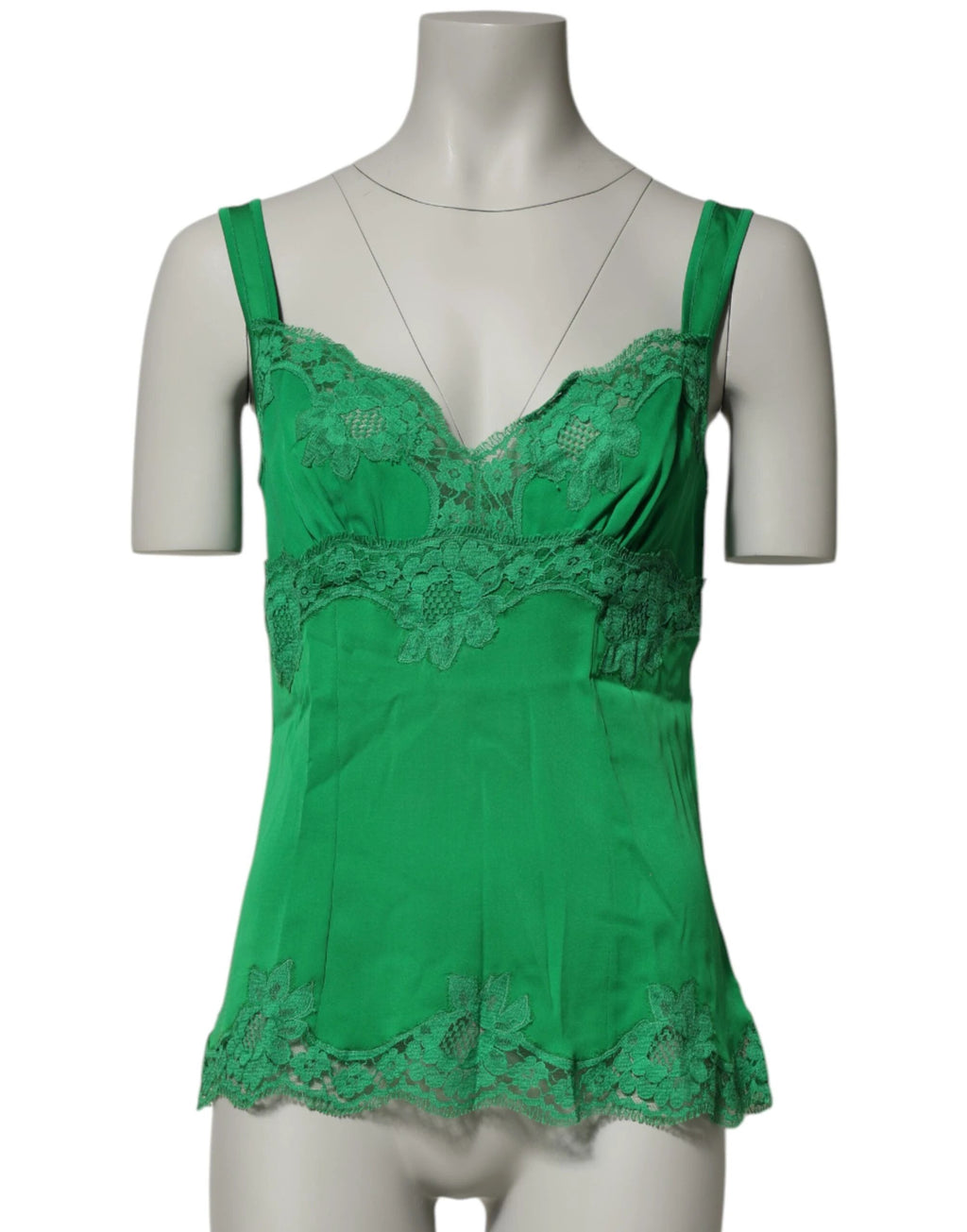 Dolce & Gabbana Green Floral Lace Tank Lingerie Top Underwear by Dolce & Gabbana