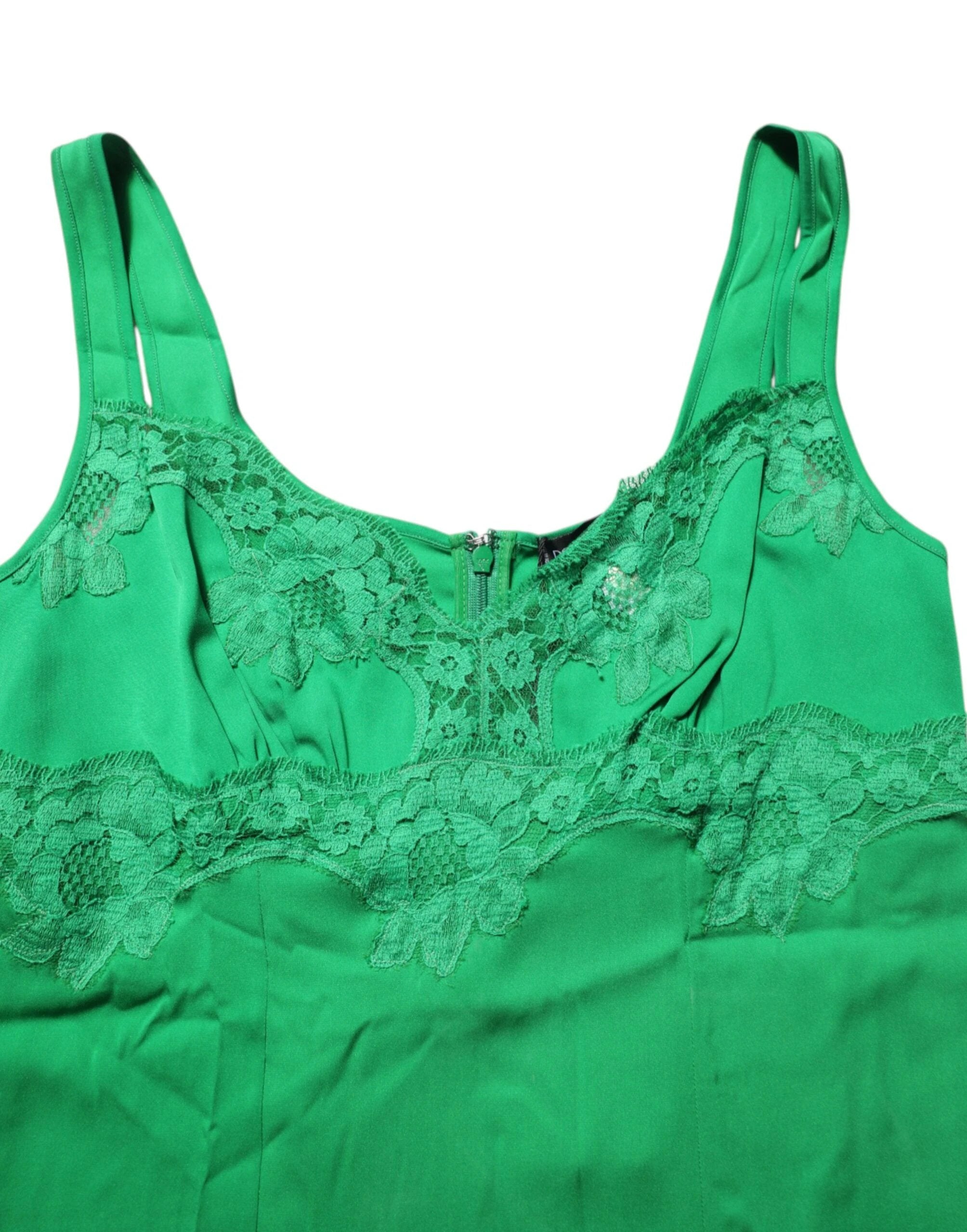 Dolce & Gabbana Green Floral Lace Tank Lingerie Top Underwear by Dolce & Gabbana