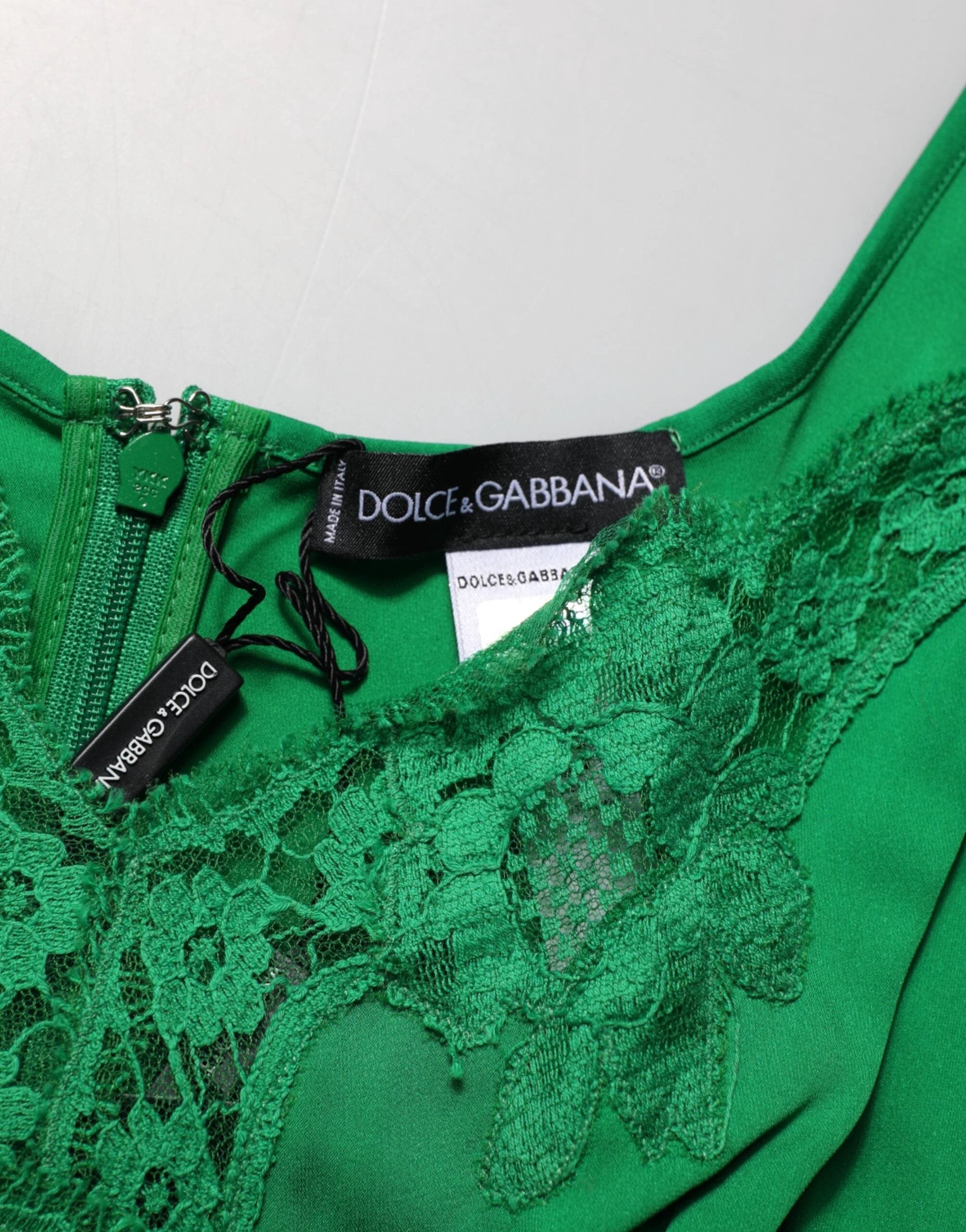 Dolce & Gabbana Green Floral Lace Tank Lingerie Top Underwear by Dolce & Gabbana
