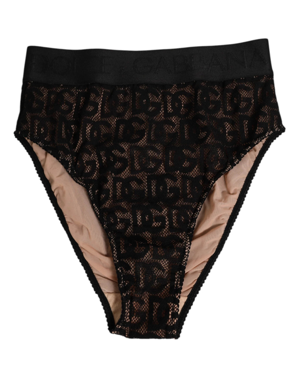 Dolce & Gabbana Black DG Logo Lace High Brief Panty Underwear by Dolce & Gabbana