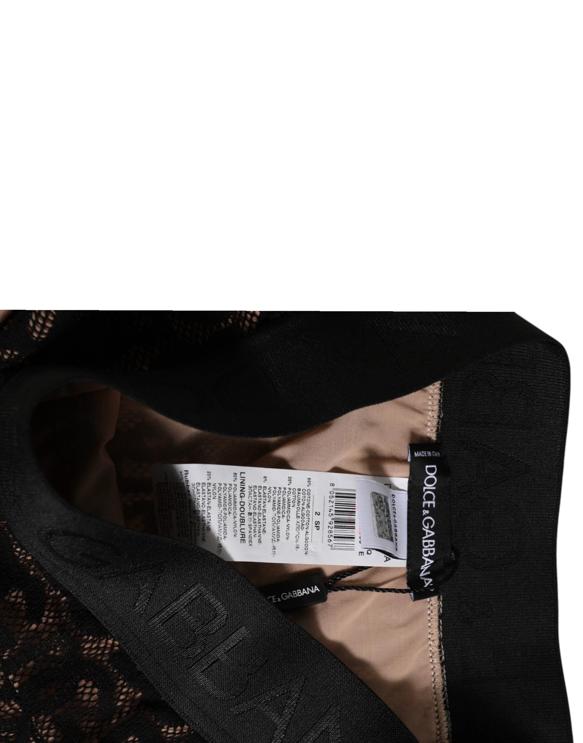 Dolce & Gabbana Black DG Logo Lace High Brief Panty Underwear by Dolce & Gabbana