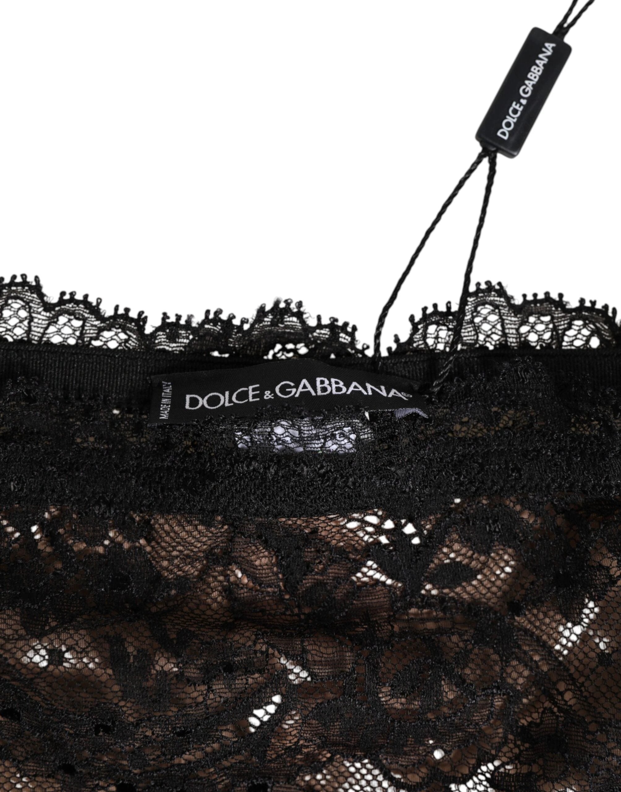 Dolce & Gabbana Black Floral Lace Mesh High Brief Panty Underwear by Dolce & Gabbana