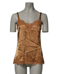 Dolce & Gabbana Brown Floral Lace Tank Lingerie Sleepwear Underwear by Dolce & Gabbana