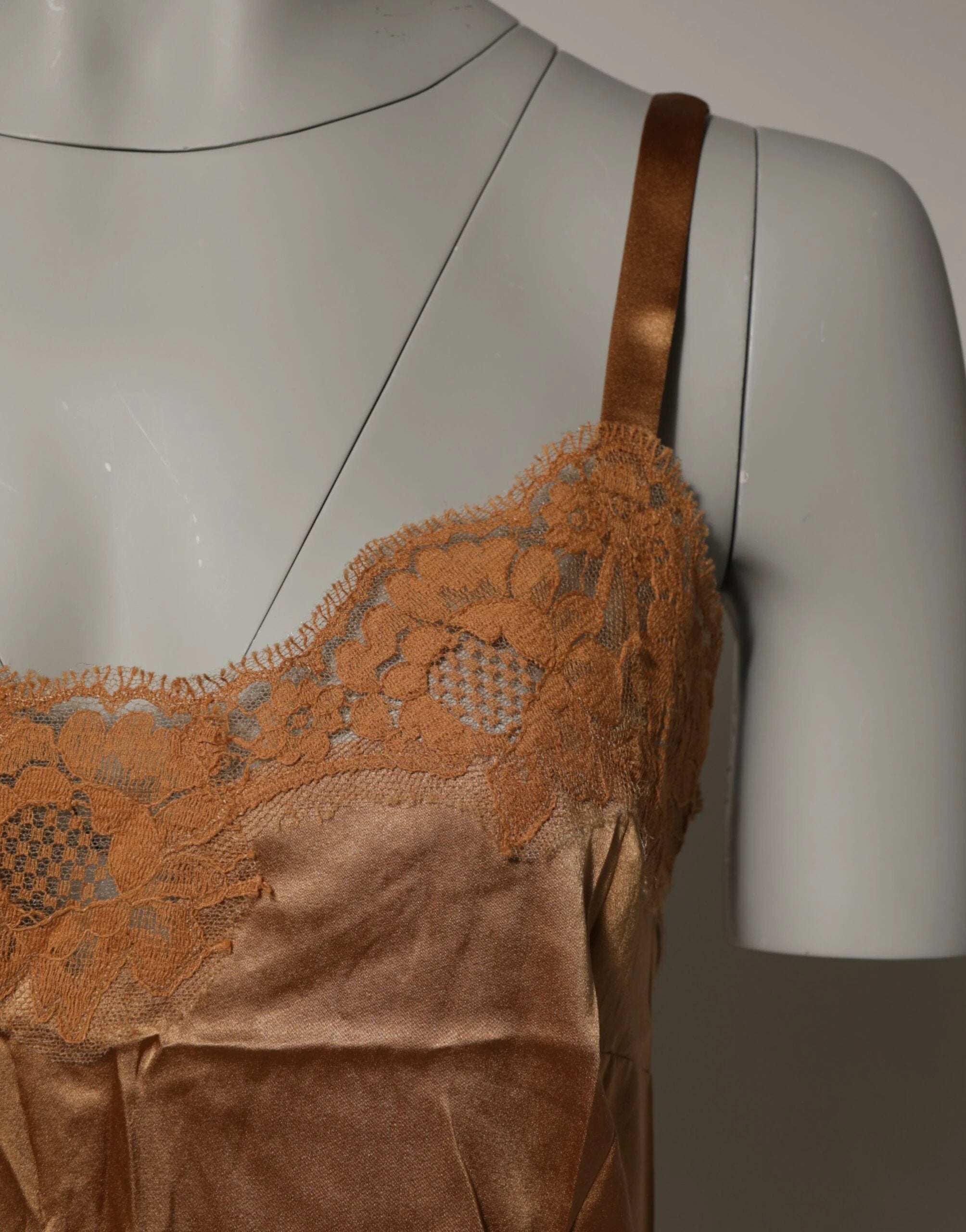 Dolce & Gabbana Brown Floral Lace Tank Lingerie Sleepwear Underwear by Dolce & Gabbana