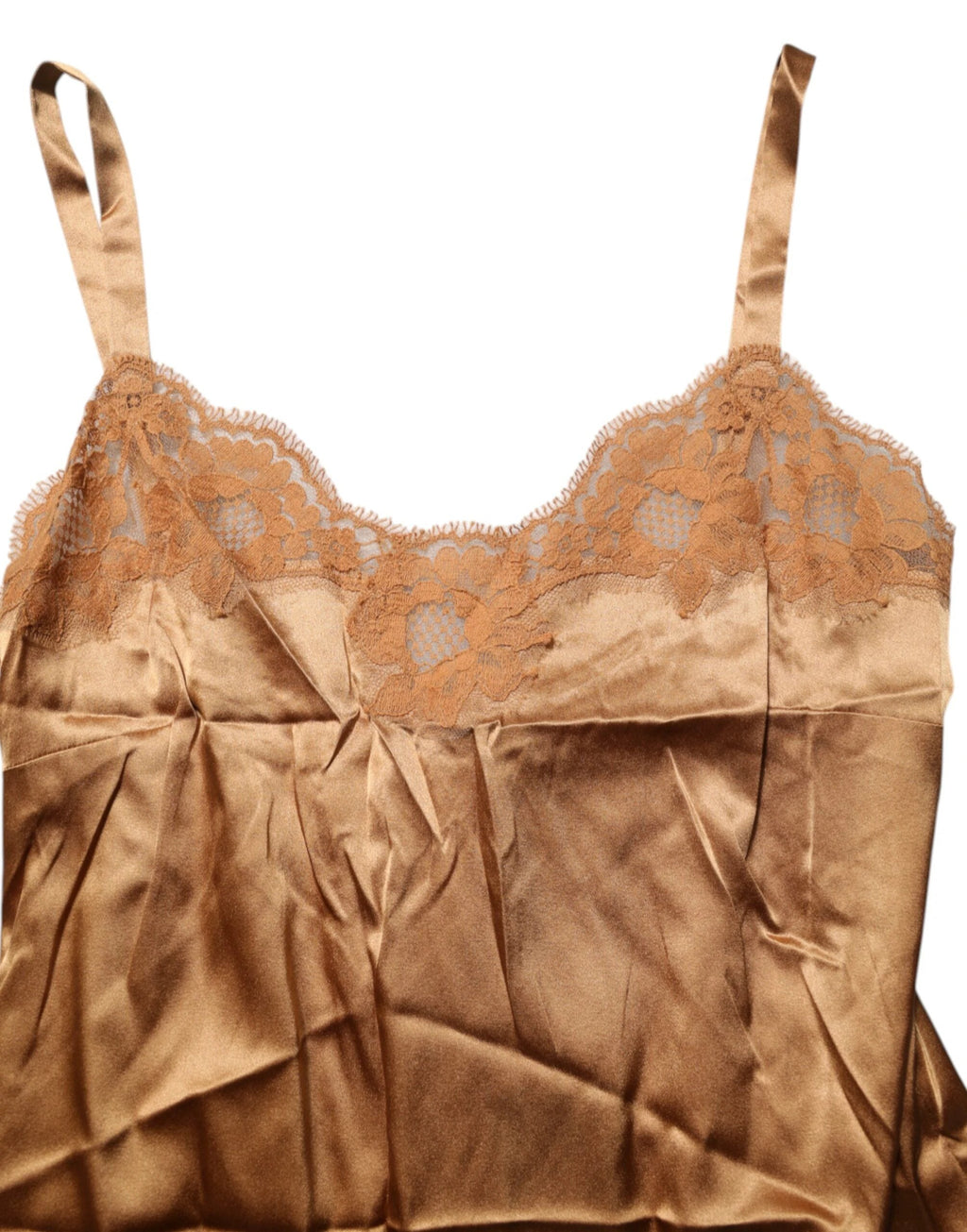 Dolce & Gabbana Brown Floral Lace Tank Lingerie Sleepwear Underwear by Dolce & Gabbana