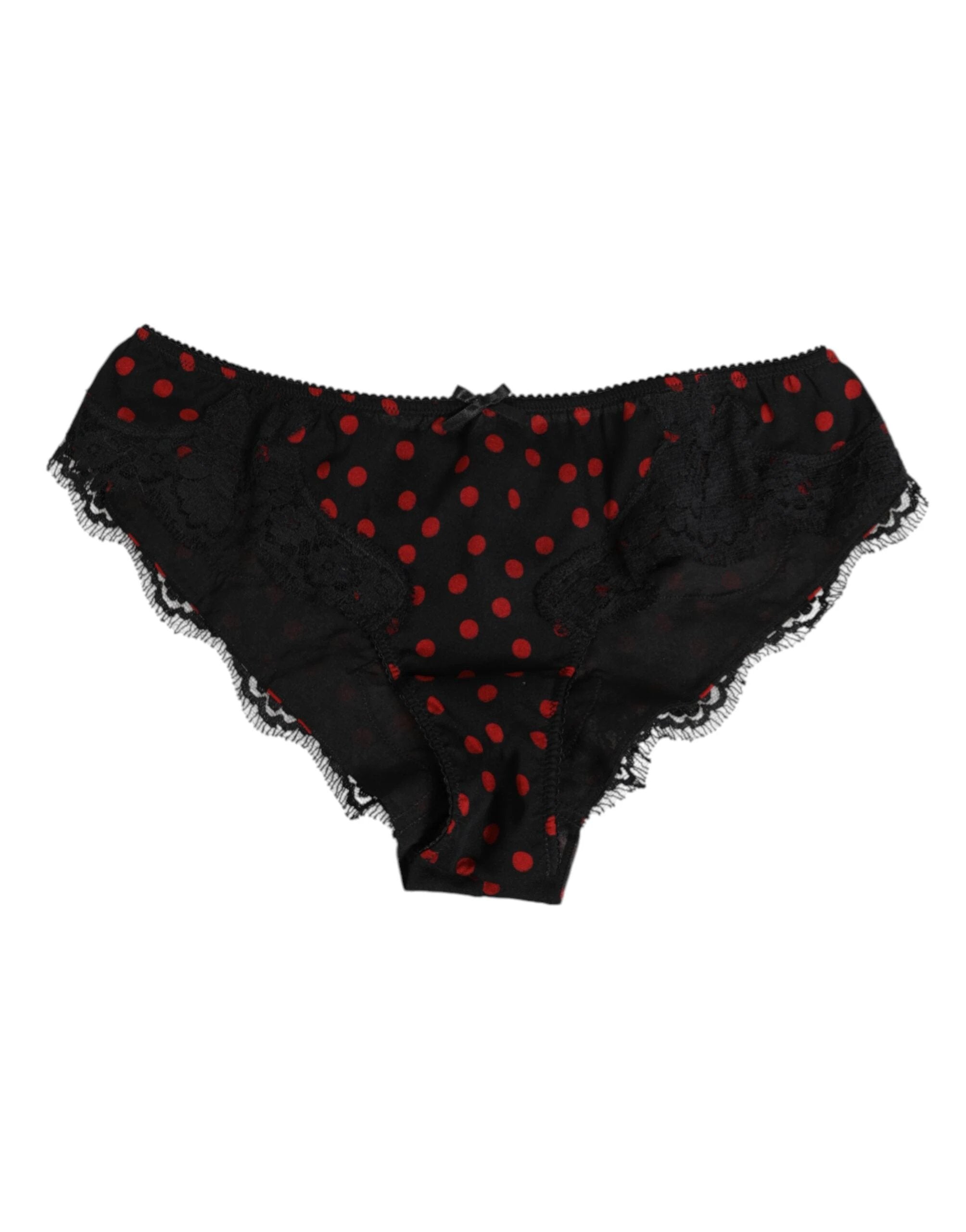 Dolce & Gabbana Black Polka Dotted Silk Low Waist Panty Underwear by Dolce & Gabbana