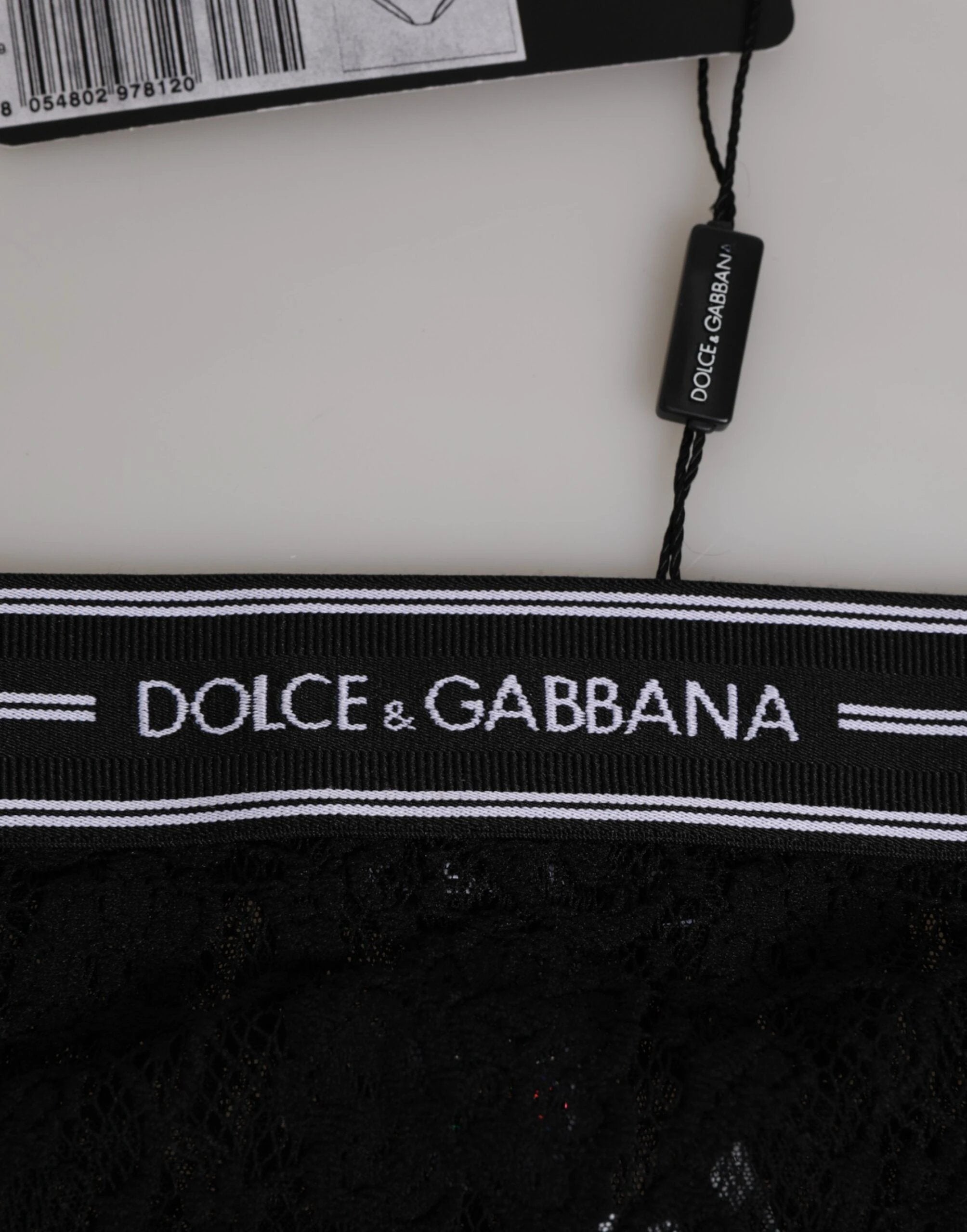 Dolce & Gabbana Black Lace Slip Brief Logo Waistband Underwear by Dolce & Gabbana