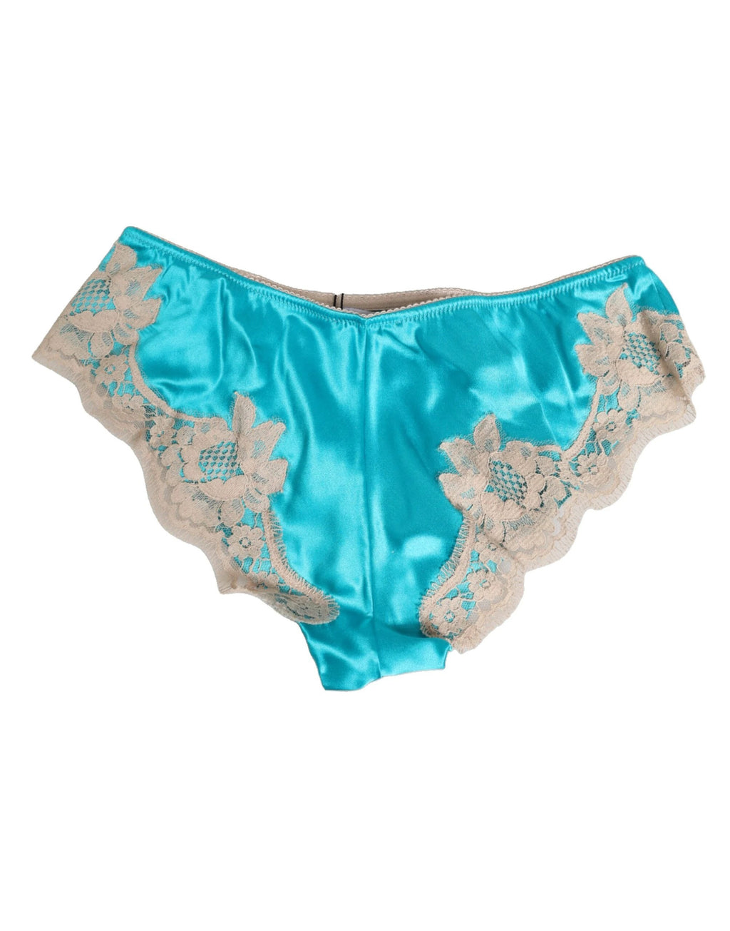 Dolce & Gabbana Blue Silk Satin Floral Lace Trim New Slip Underwear by Dolce & Gabbana