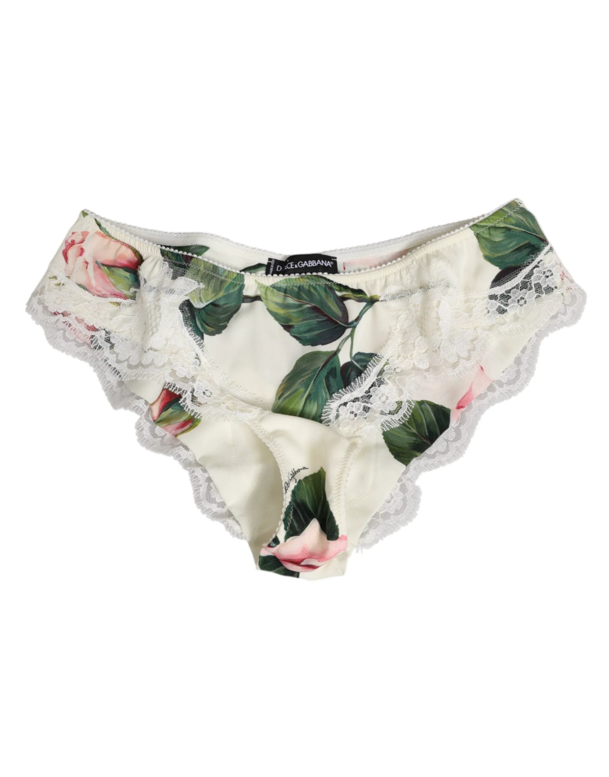 Dolce & Gabbana White Silk Satin Floral Lace Trim Slip Underwear by Dolce & Gabbana